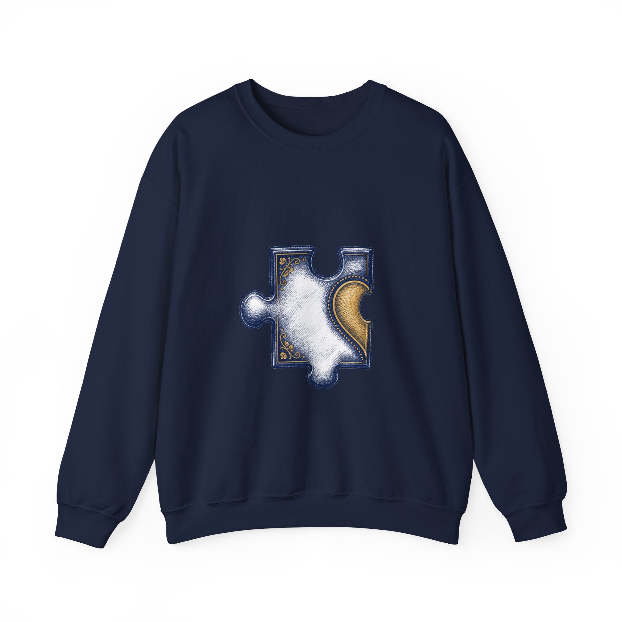 Matching Couple Sweatshirt - Puzzle Pieces Matching Couple Premium Fleece Sweatshirt Hand-Drawn Art His Hers Anniversary Gift - Design A