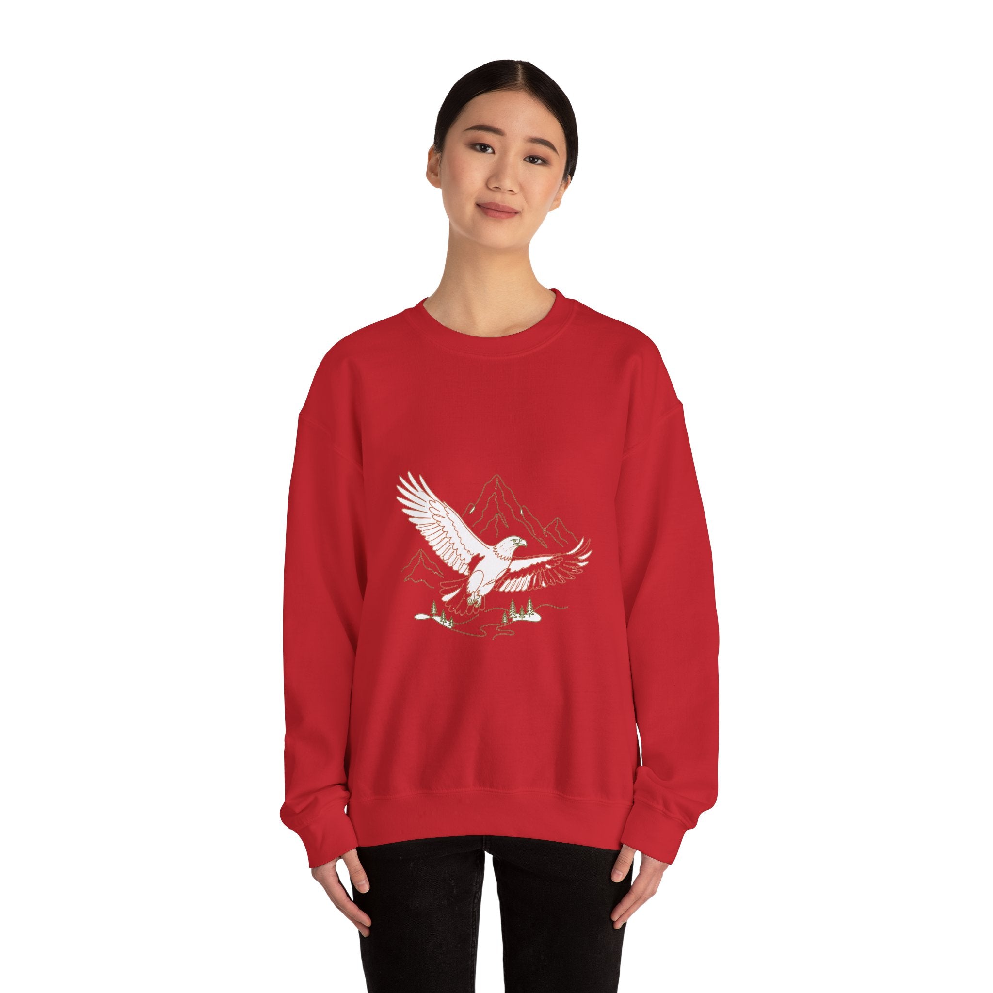 Matching Couple Sweatshirt - Eagle & Whale Matching Couple Premium Fleece Sweatshirt Minimalist Art His Hers Christmas Gift - Design A