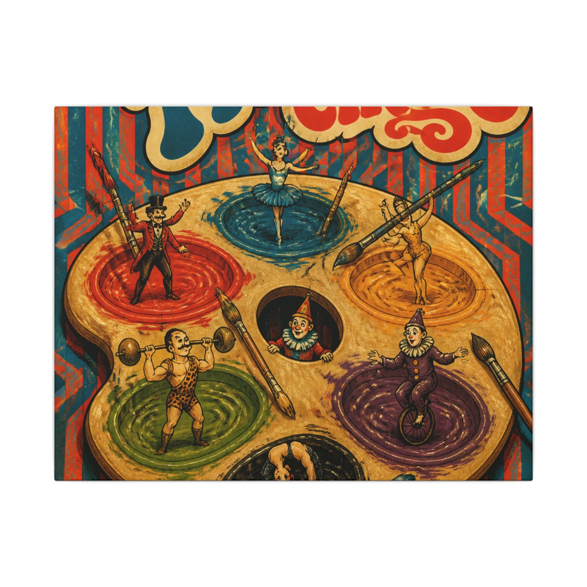 Paint Palette Stage Wall Art Canvas 24×36 Psychedelic Dining Room Decor Maximalist Print
