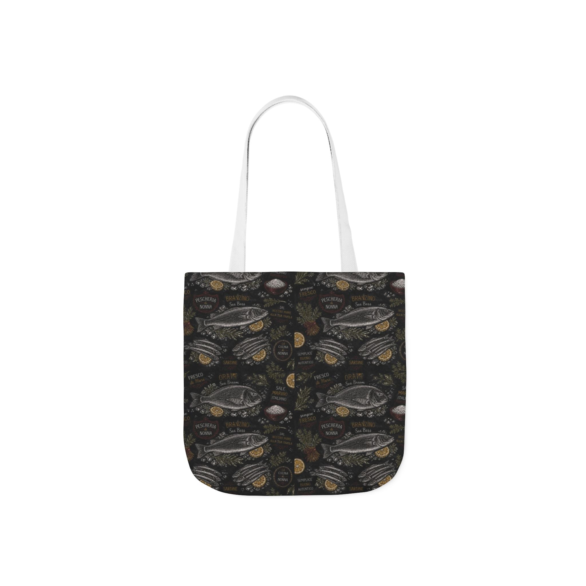 Mediterranean Fish Canvas Tote Bag Mediterranean Kitchen Chalk Art Design Italian Cottagecore Gift