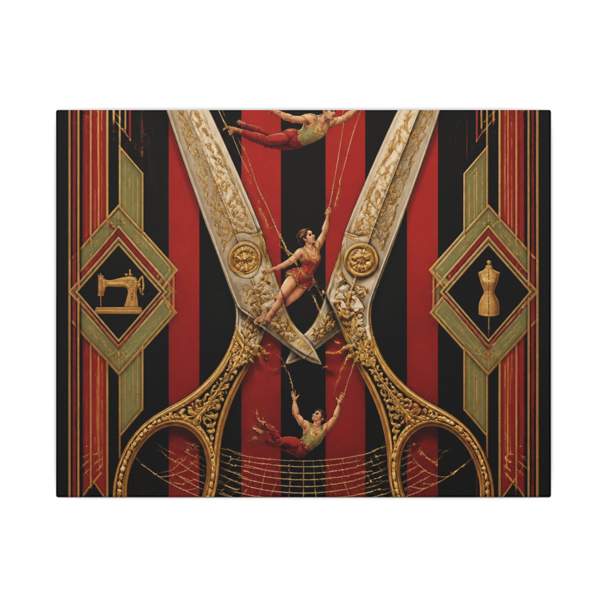 Giant Scissors Trapeze Wall Art Canvas 24×36 Art Deco Bar Area Decor Maximalist Print