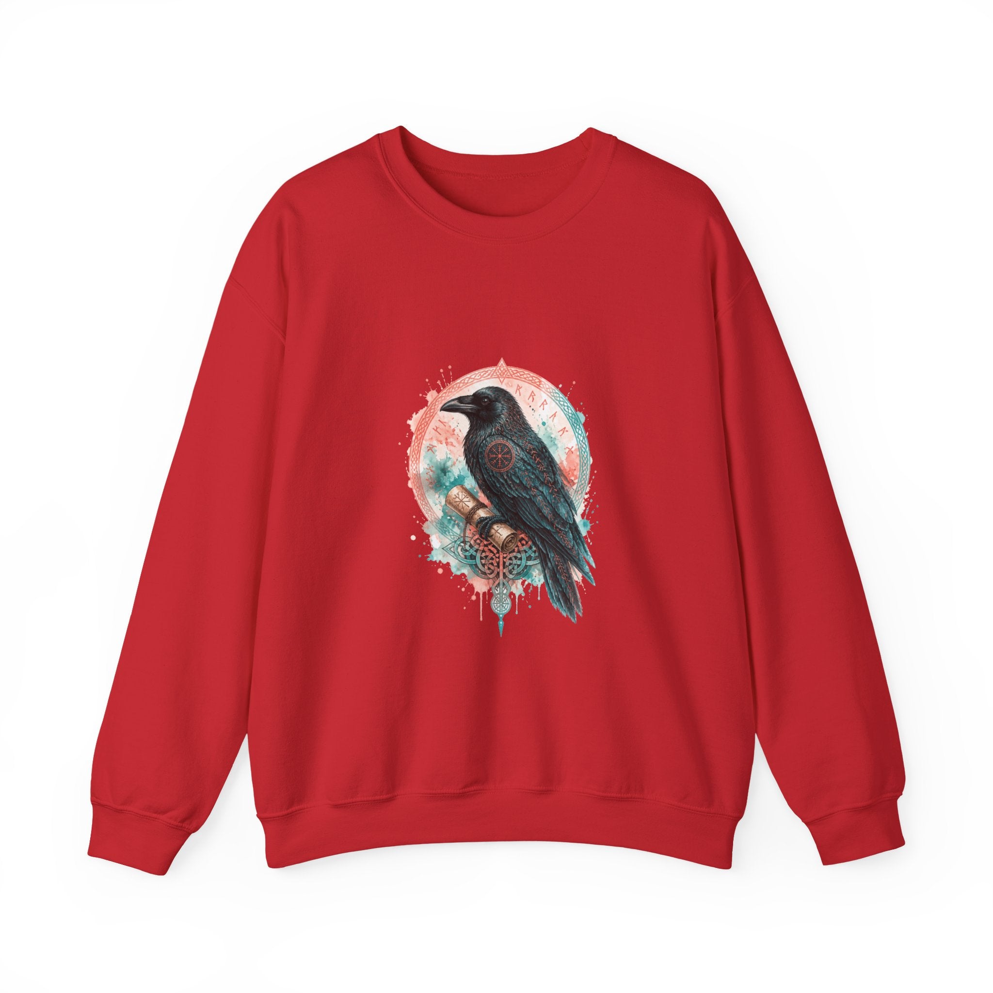 Matching Couple Sweatshirt - Huginn & Muninn Matching Couple Crewneck Sweatshirt Watercolor Art His Hers Engagement Gift - Design B