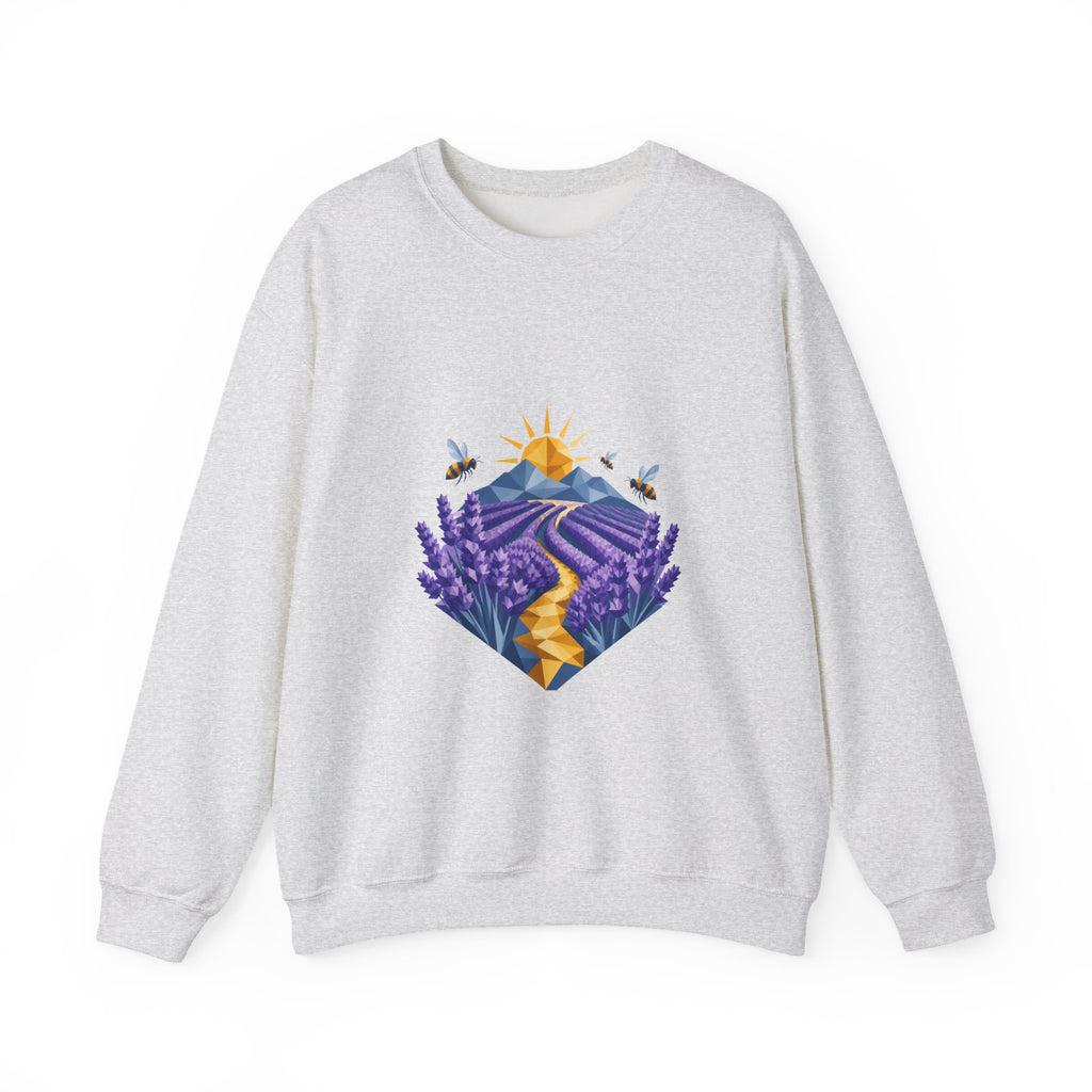 Matching Couple Sweatshirt - Lavender Fields & Canyon Matching Couple Premium Fleece Sweatshirt Geometric Art His Hers Love Gift - Design A