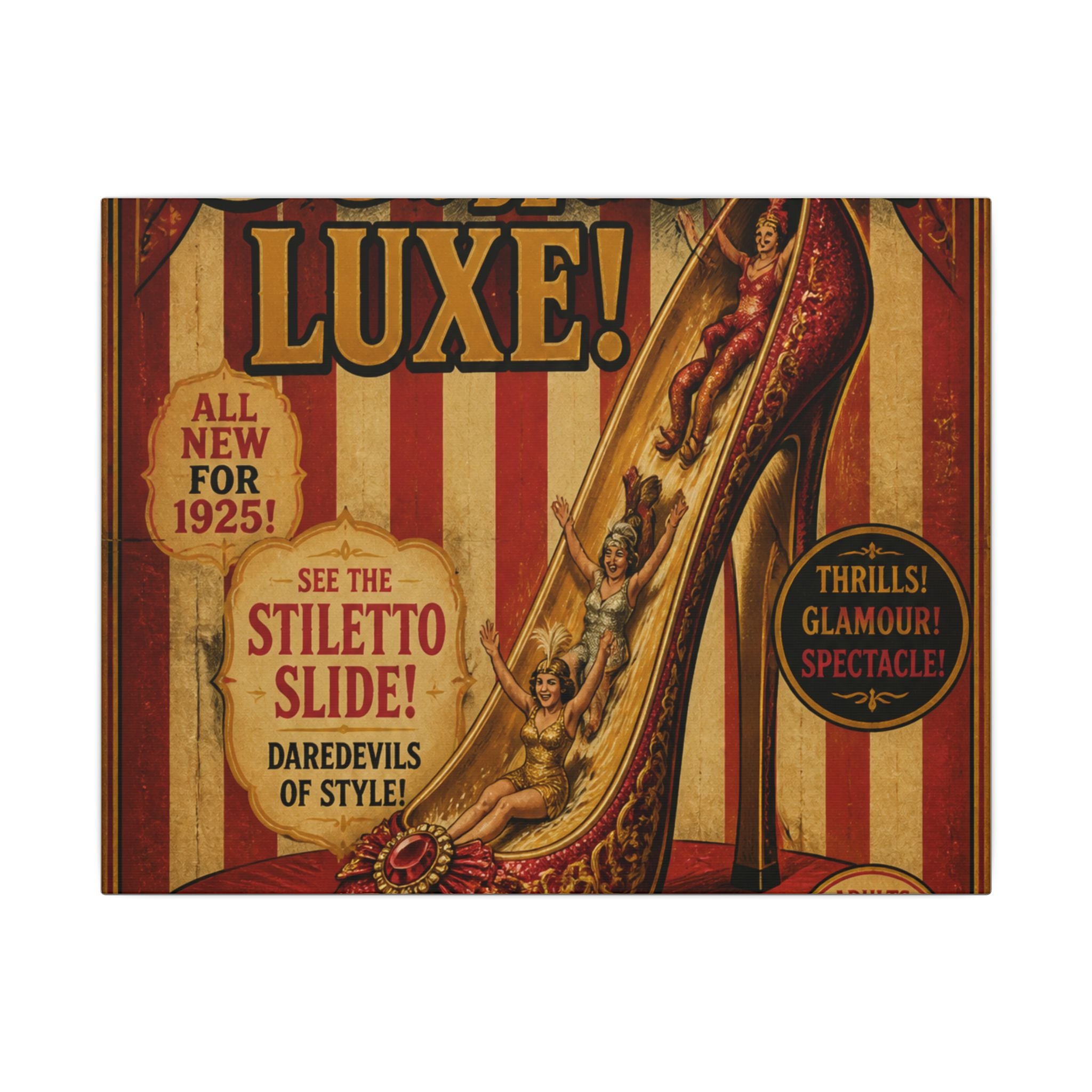 High Heel Slide Wall Art Canvas 16×20 Vintage Circus Kitchen Decor Maximalist Print