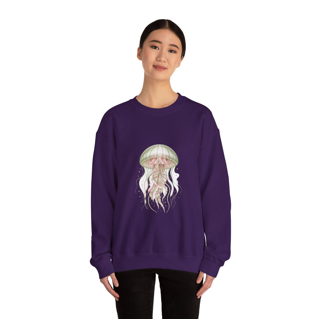 Matching Couple Sweatshirt - Octopus & Jellyfish Matching Couple Premium Fleece Sweatshirt Vintage Art His Hers Honeymoon Gift - Design B