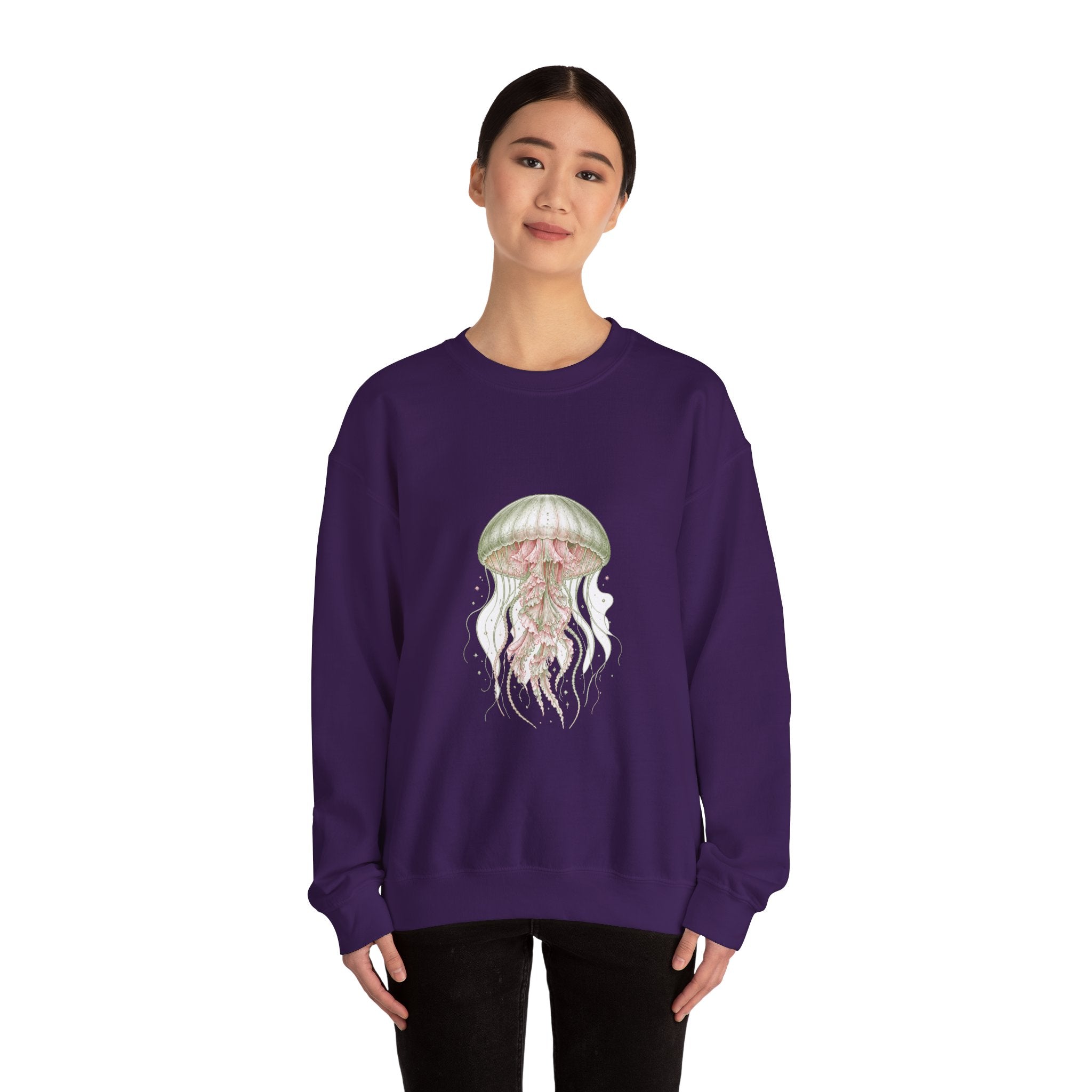 Matching Couple Sweatshirt - Octopus & Jellyfish Matching Couple Premium Fleece Sweatshirt Vintage Art His Hers Honeymoon Gift - Design B
