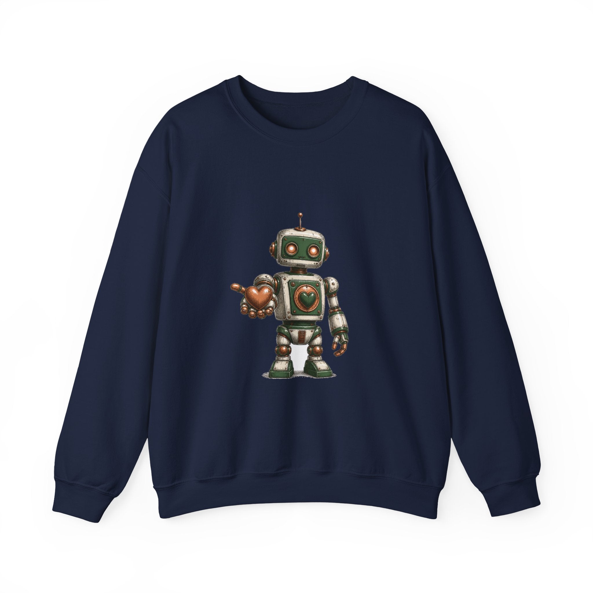 Matching Couple Sweatshirt - Robot & Heart Matching Couple Crewneck Sweatshirt Hand-Drawn Art His Hers Best Friend Gift - Design A