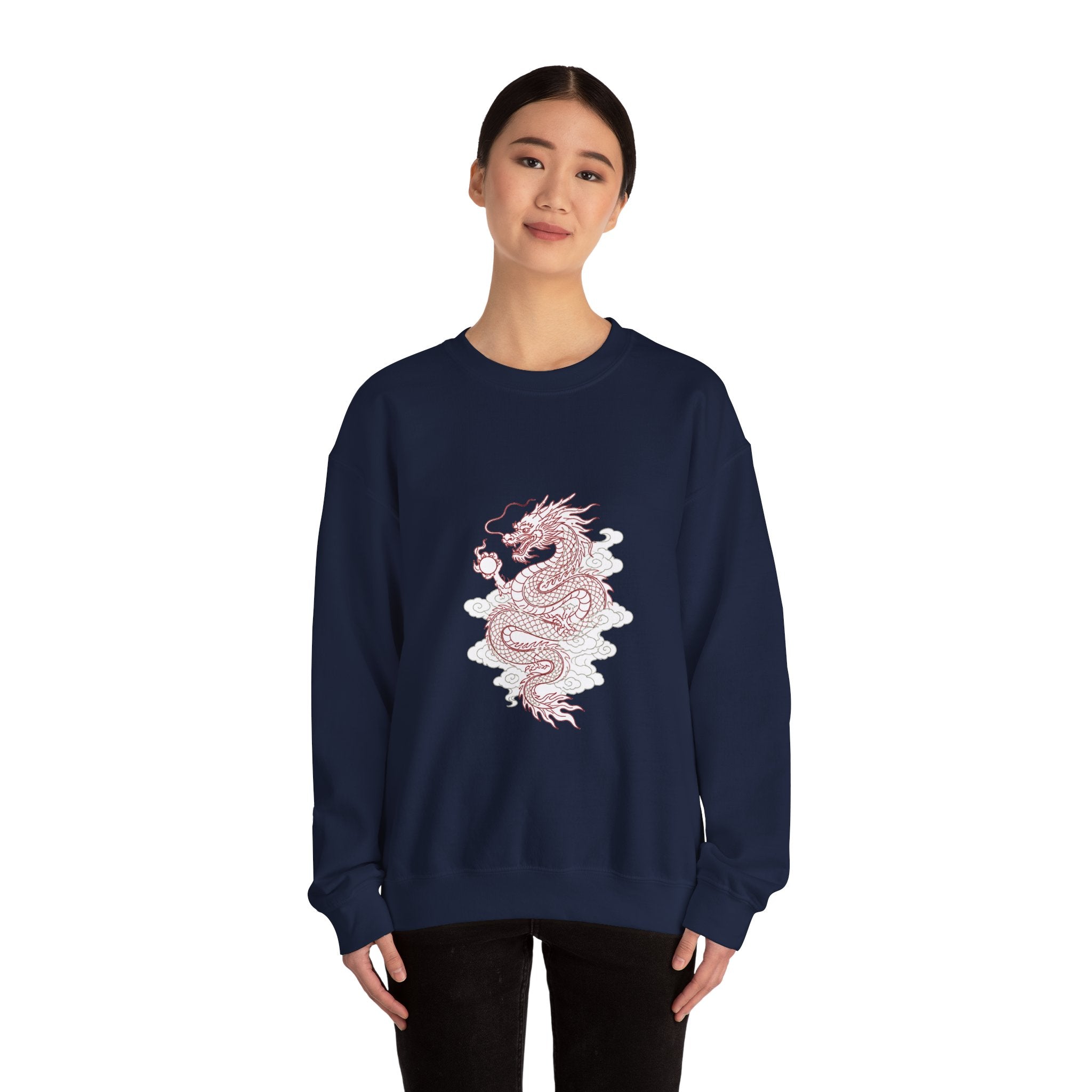 Matching Couple Sweatshirt - Dragon & Phoenix Matching Couple Crewneck Sweatshirt Minimalist Art His Hers Valentine Gift - Design A