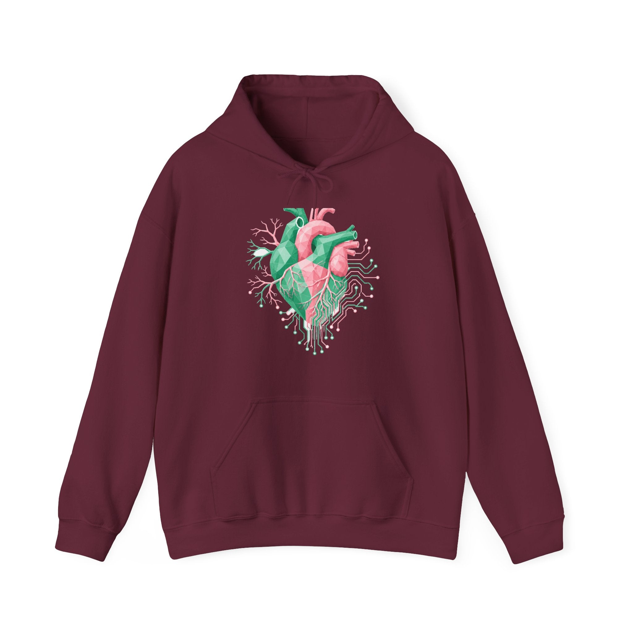 Matching Couple Sweatshirt - Robot & Heart Matching Couple Hooded Sweatshirt Geometric Art His Hers Couple Gift - Design B