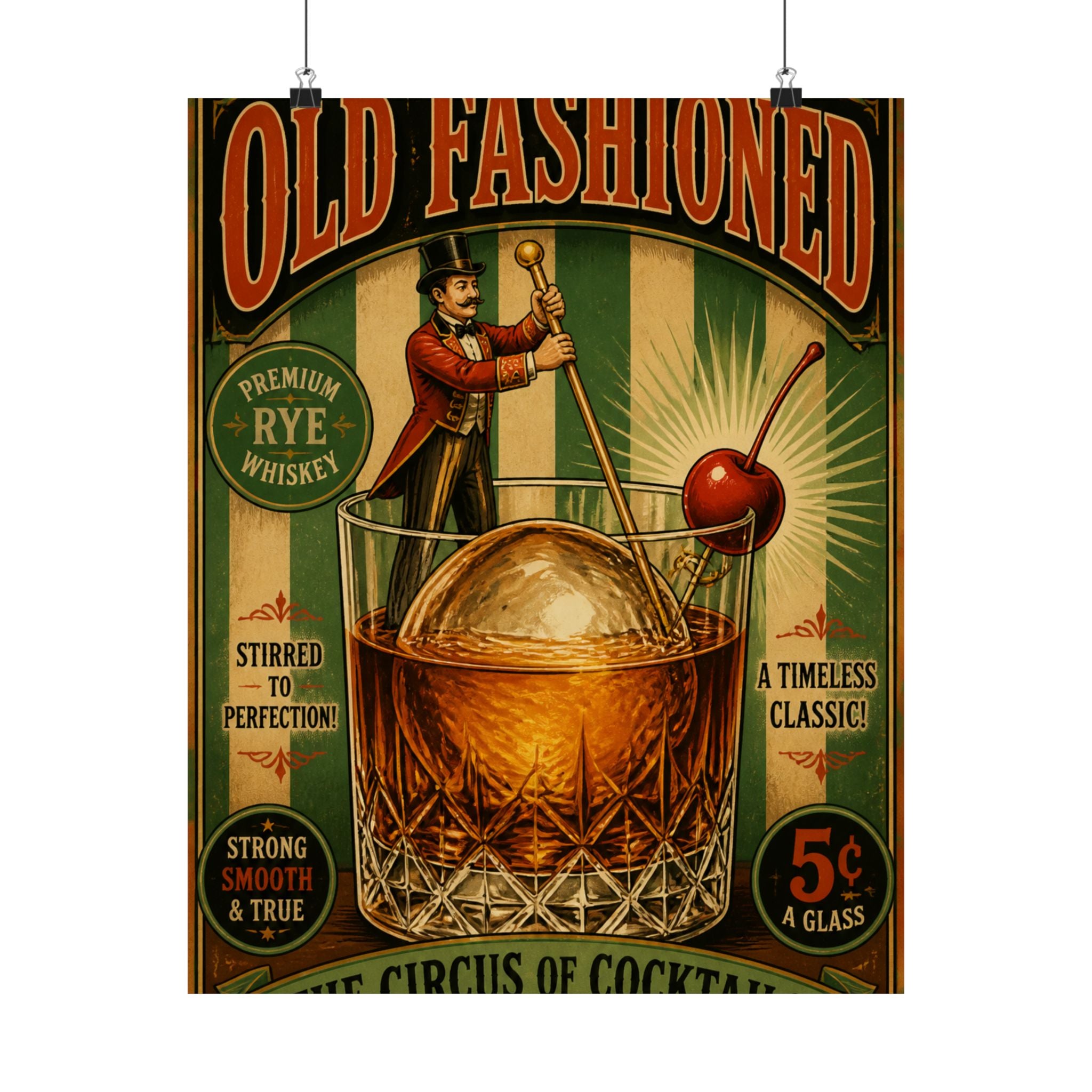 Old Fashioned Ringmaster Wall Art Poster 24×36 Vintage Circus Bedroom Decor Maximalist Print