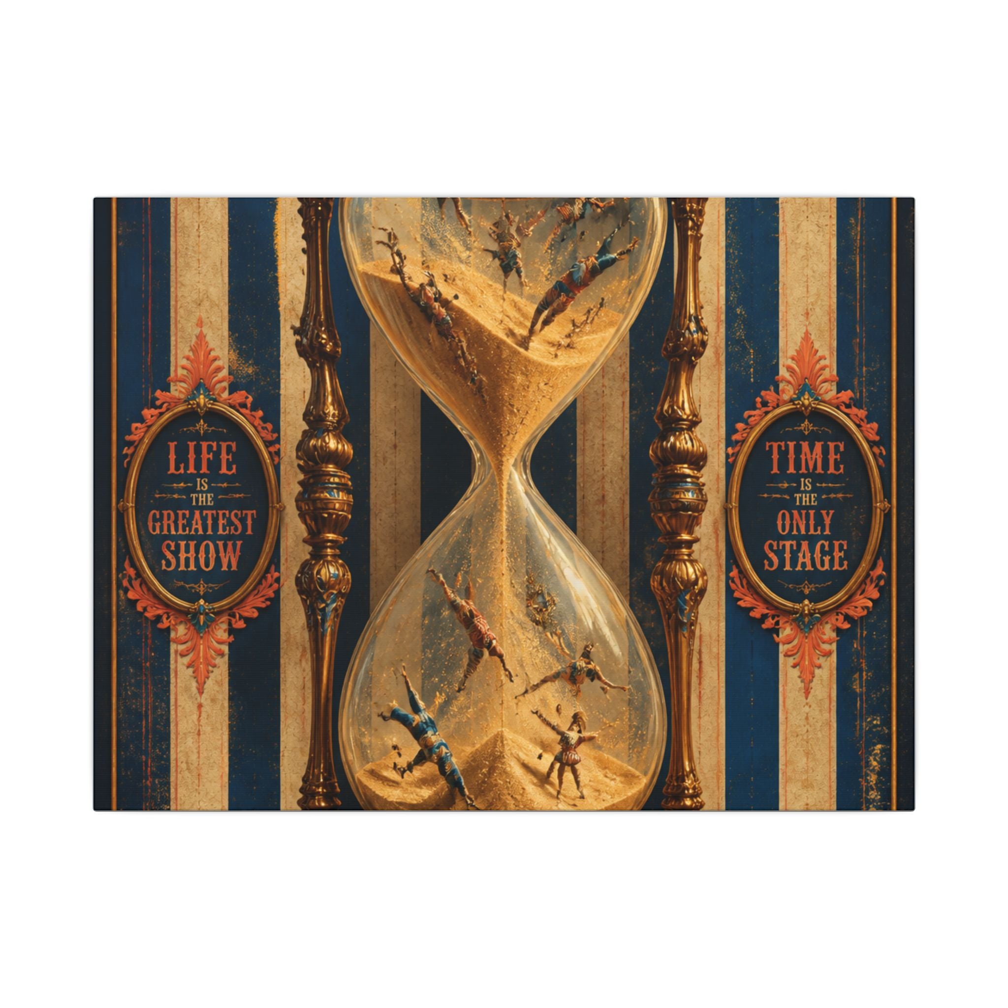 Hourglass Acrobats Wall Art Canvas 24×36 Baroque Studio Decor Maximalist Print