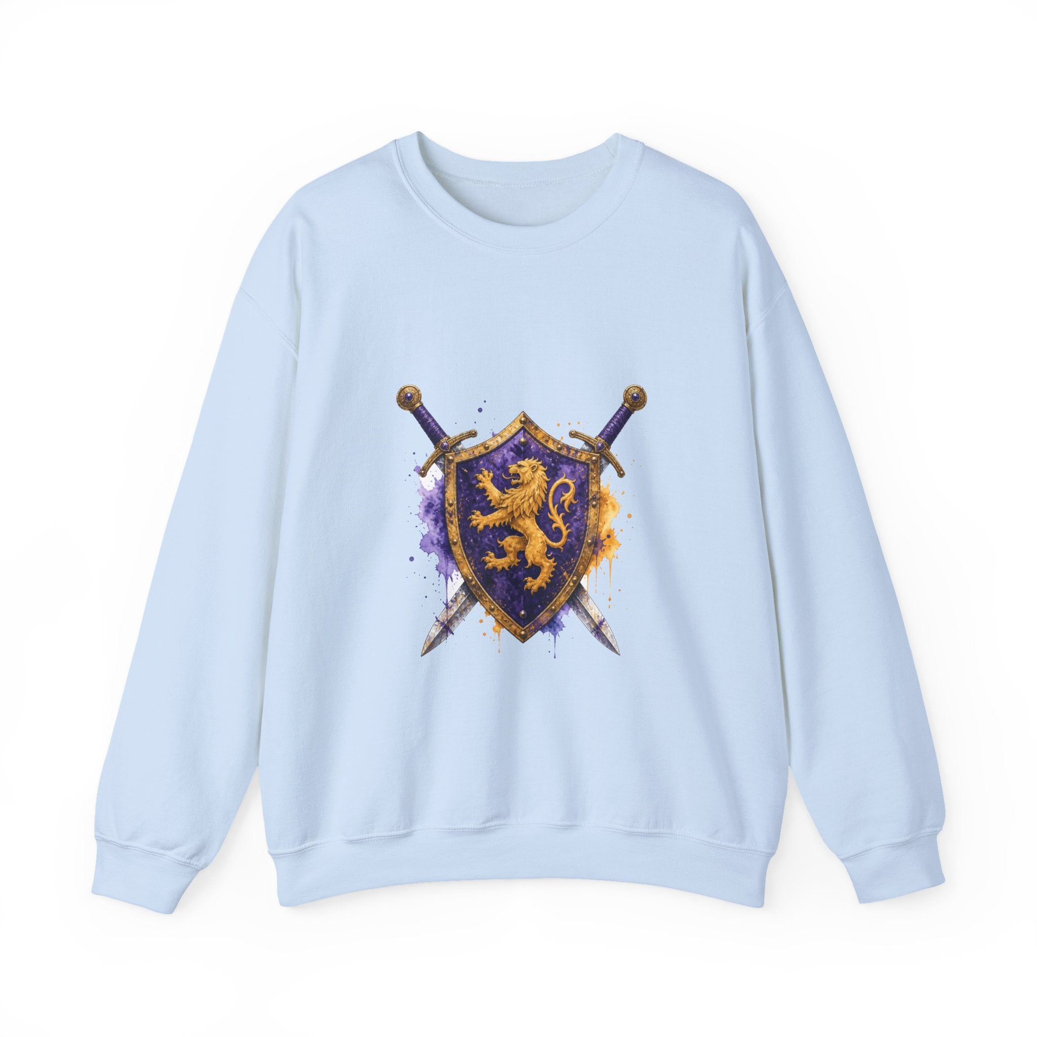 Matching Couple Sweatshirt - Crown & Shield Matching Couple Premium Fleece Sweatshirt Watercolor Art His Hers Birthday Gift - Design B