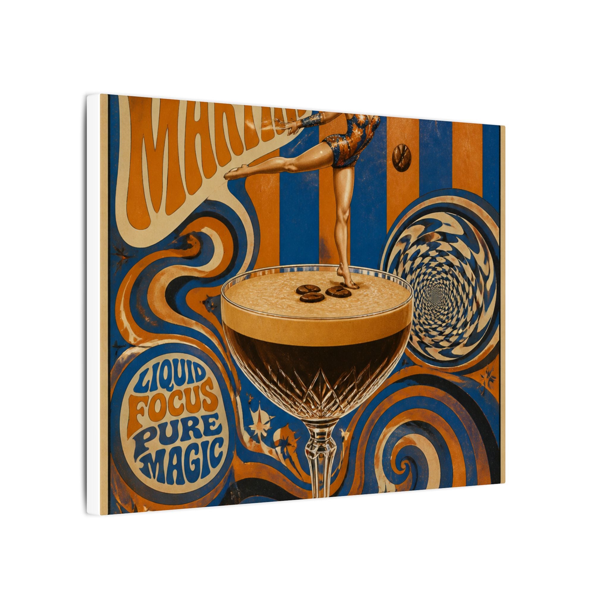 Espresso Martini Acrobat Wall Art Canvas 16×20 Psychedelic Cafe Decor Maximalist Print