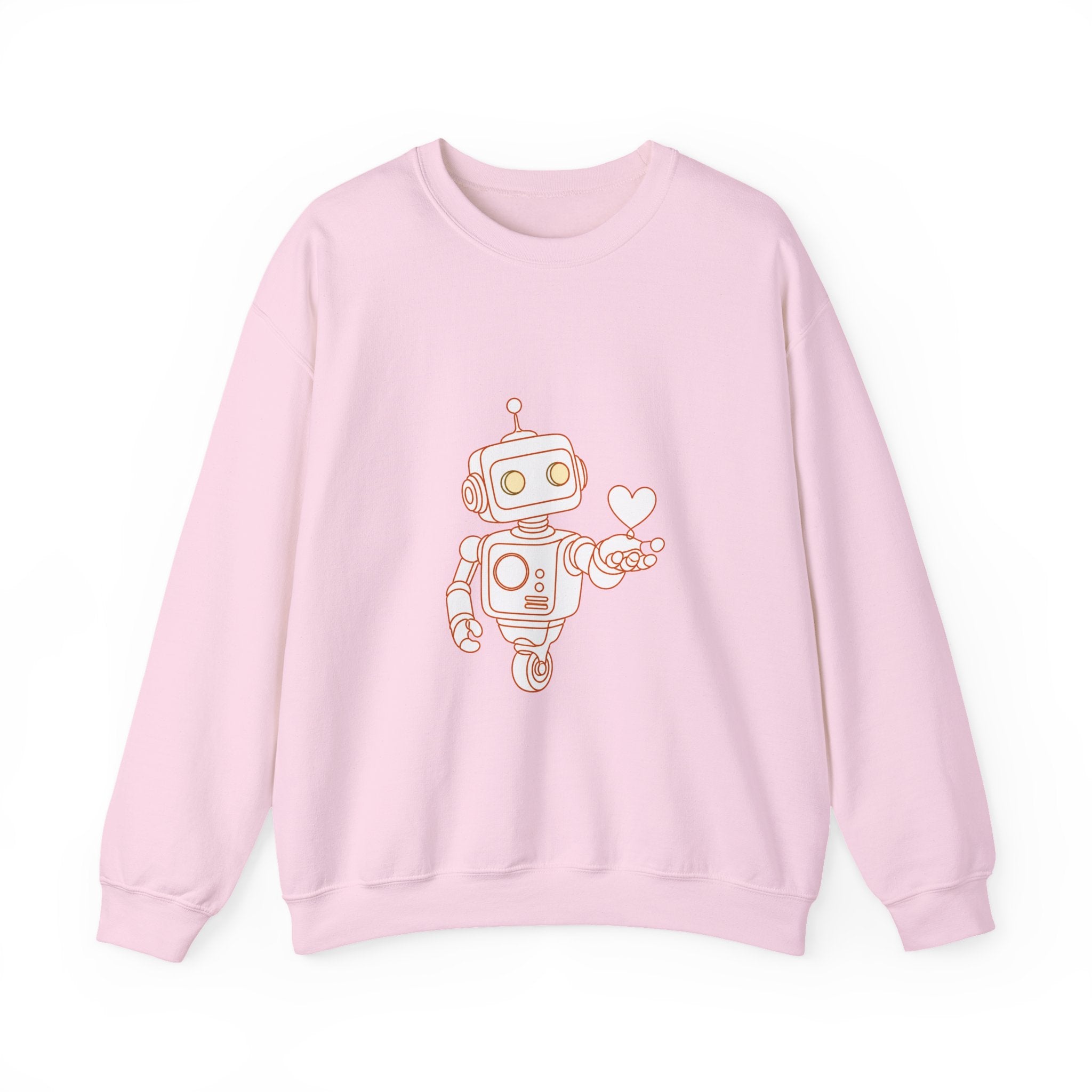 Matching Couple Sweatshirt - Robot & Heart Matching Couple Crewneck Sweatshirt Minimalist Art His Hers Valentine Gift - Design A