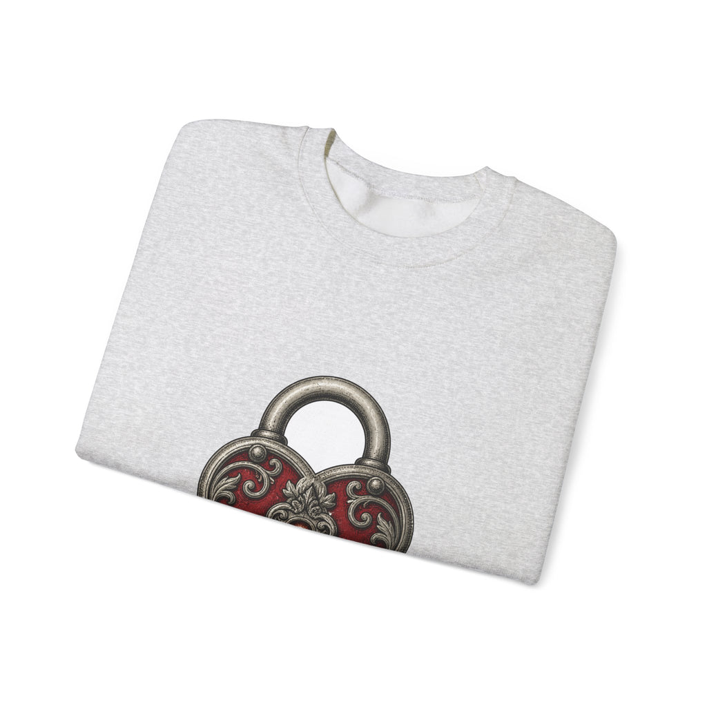 Matching Couple Sweatshirt - Key & Lock Matching Couple Comfort Colors Crew Hand-Drawn Art His Hers Anniversary Gift - Design B