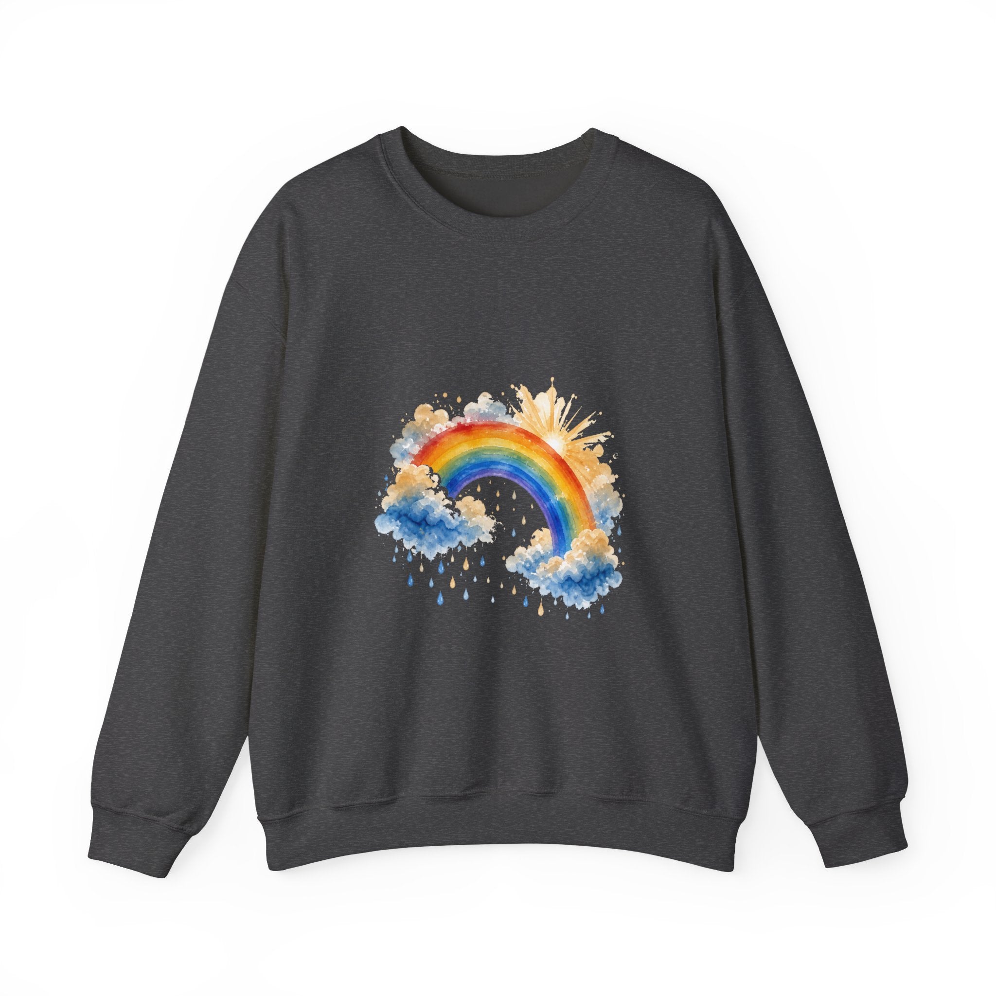 Matching Couple Sweatshirt - Storm & Rainbow Matching Couple Comfort Colors Crew Watercolor Art His Hers Birthday Gift - Design B
