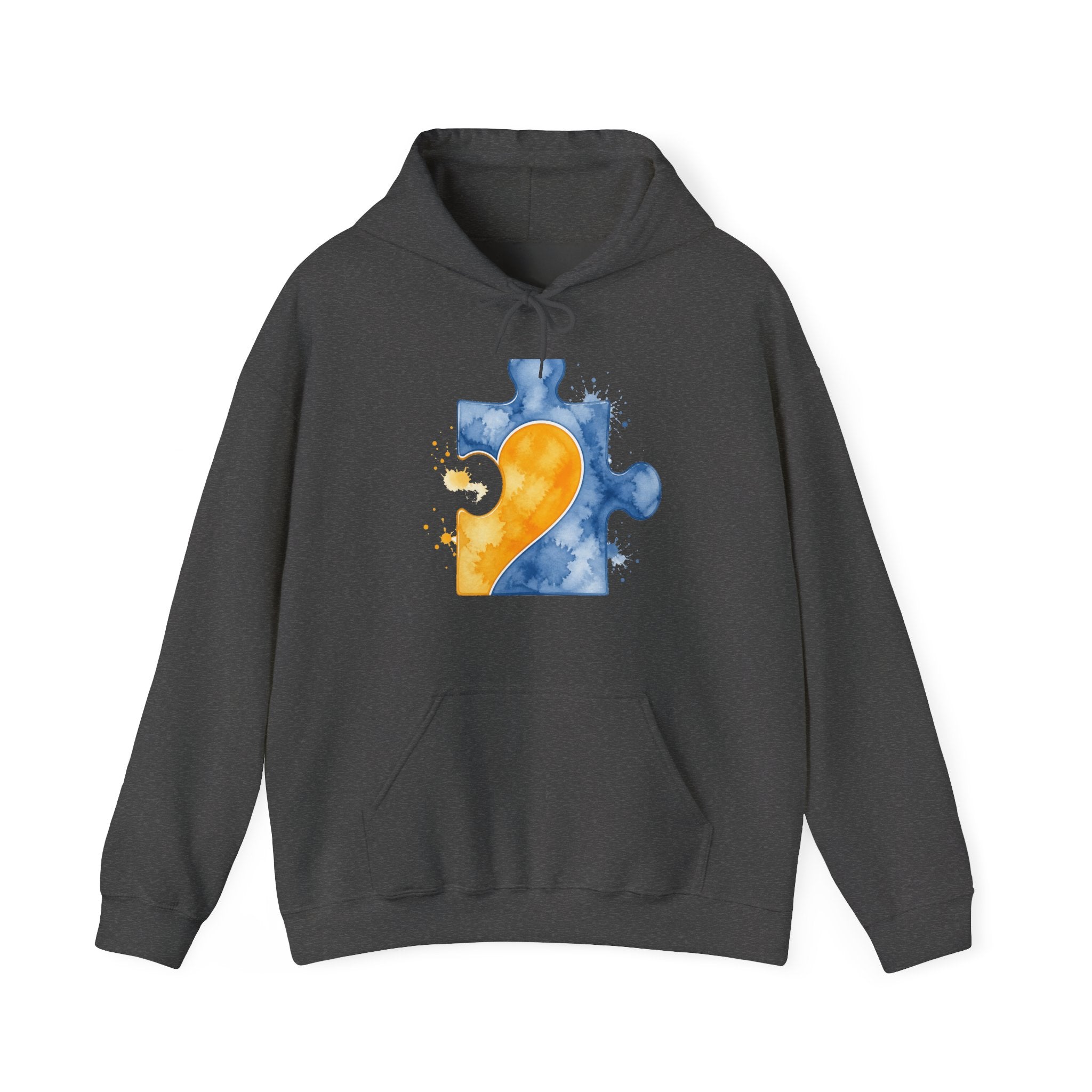 Matching Couple Sweatshirt - Puzzle Pieces Matching Couple Hooded Sweatshirt Watercolor Art His Hers Engagement Gift - Design B