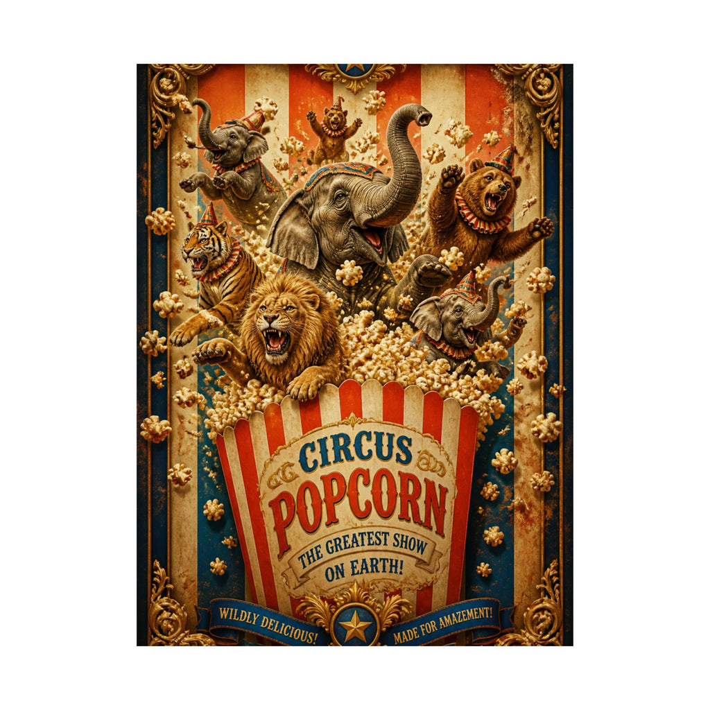 Popcorn Box Animals Wall Art Poster 18×24 Baroque Home Office Decor Maximalist Print