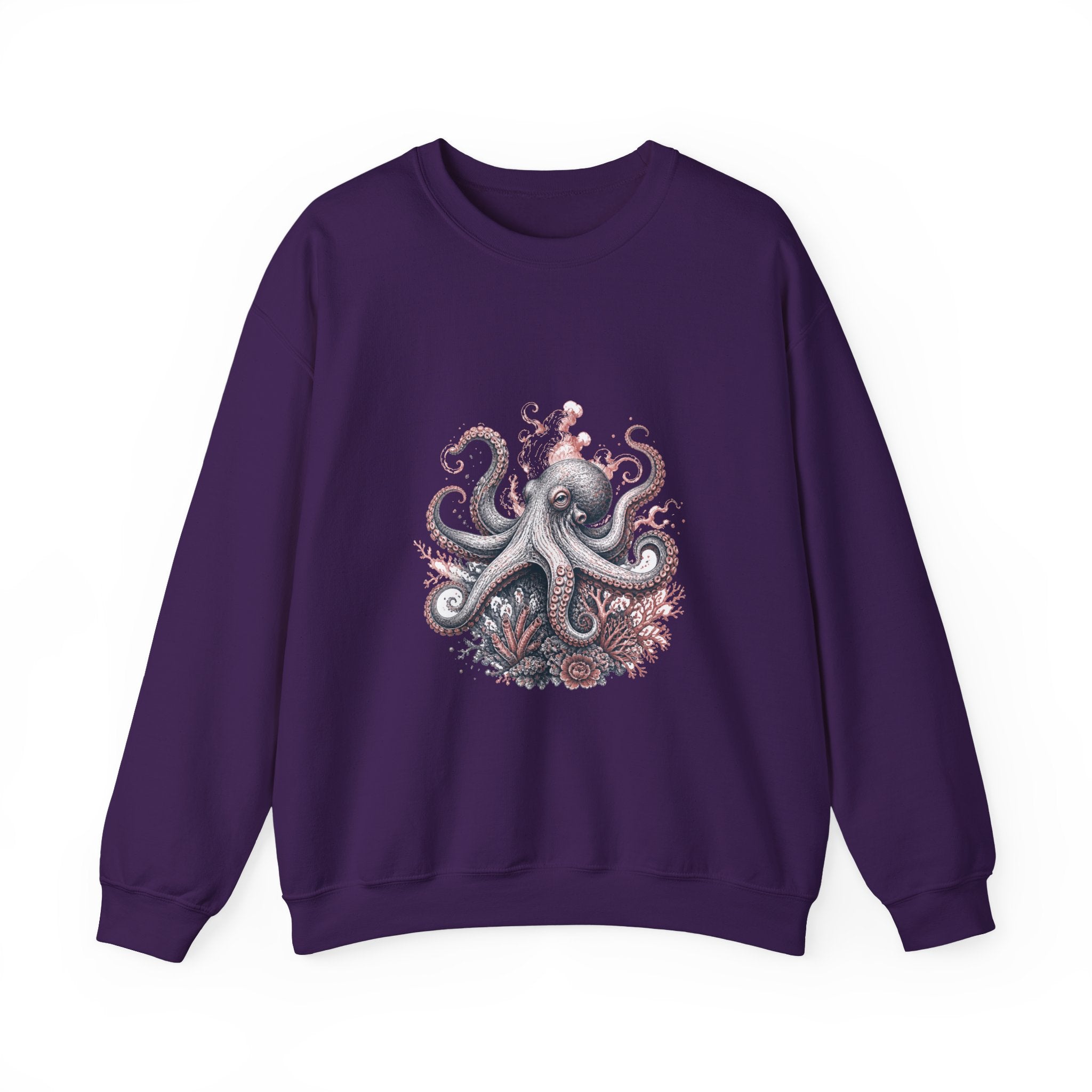 Matching Couple Sweatshirt - Octopus & Jellyfish Matching Couple Crewneck Sweatshirt Hand-Drawn Art His Hers Best Friend Gift - Design A