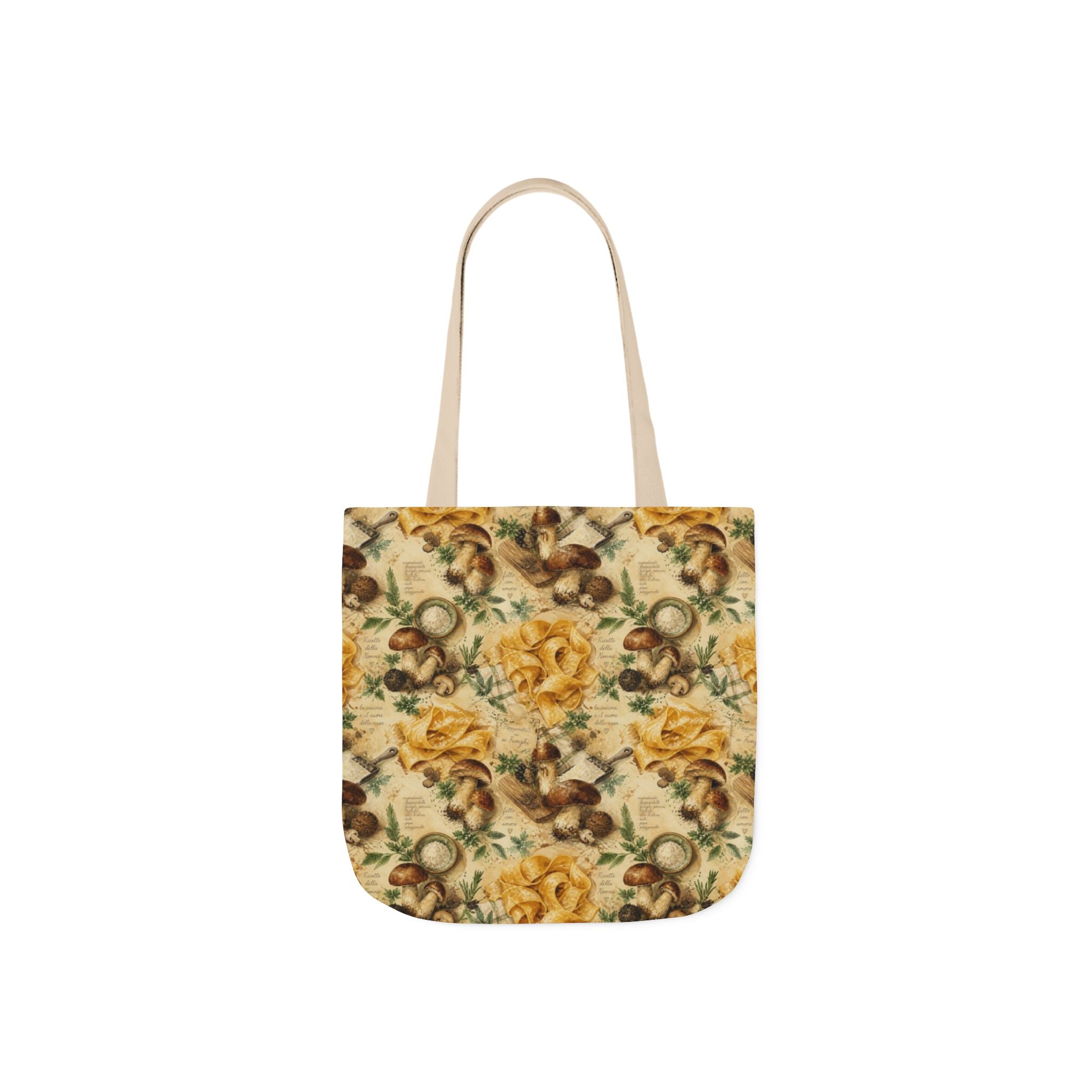 Pappardelle Ribbons Canvas Tote Bag Mediterranean Kitchen Watercolor Splash Design Italian Cottagecore Gift