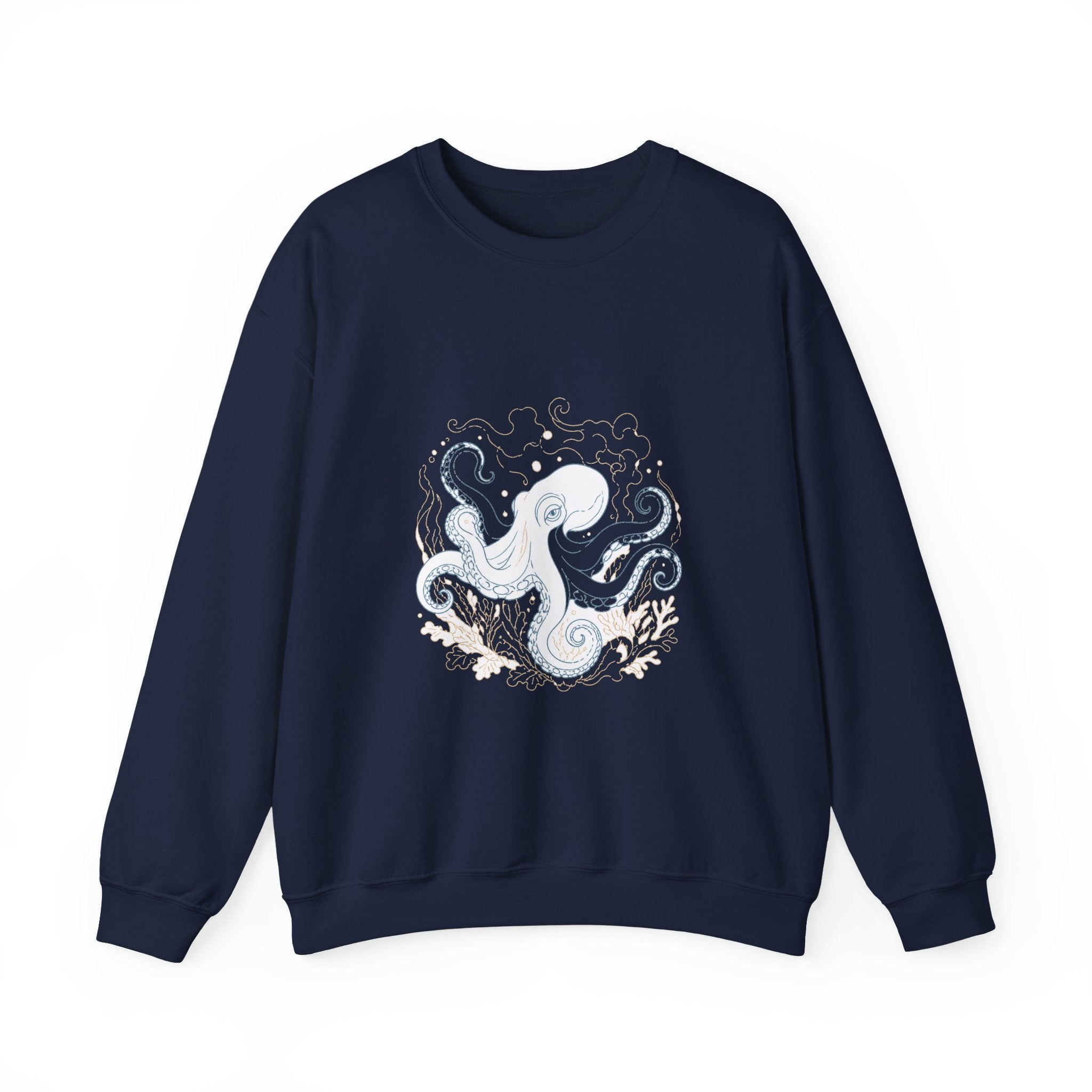 Matching Couple Sweatshirt - Octopus & Jellyfish Matching Couple Crewneck Sweatshirt Minimalist Art His Hers Valentine Gift - Design A