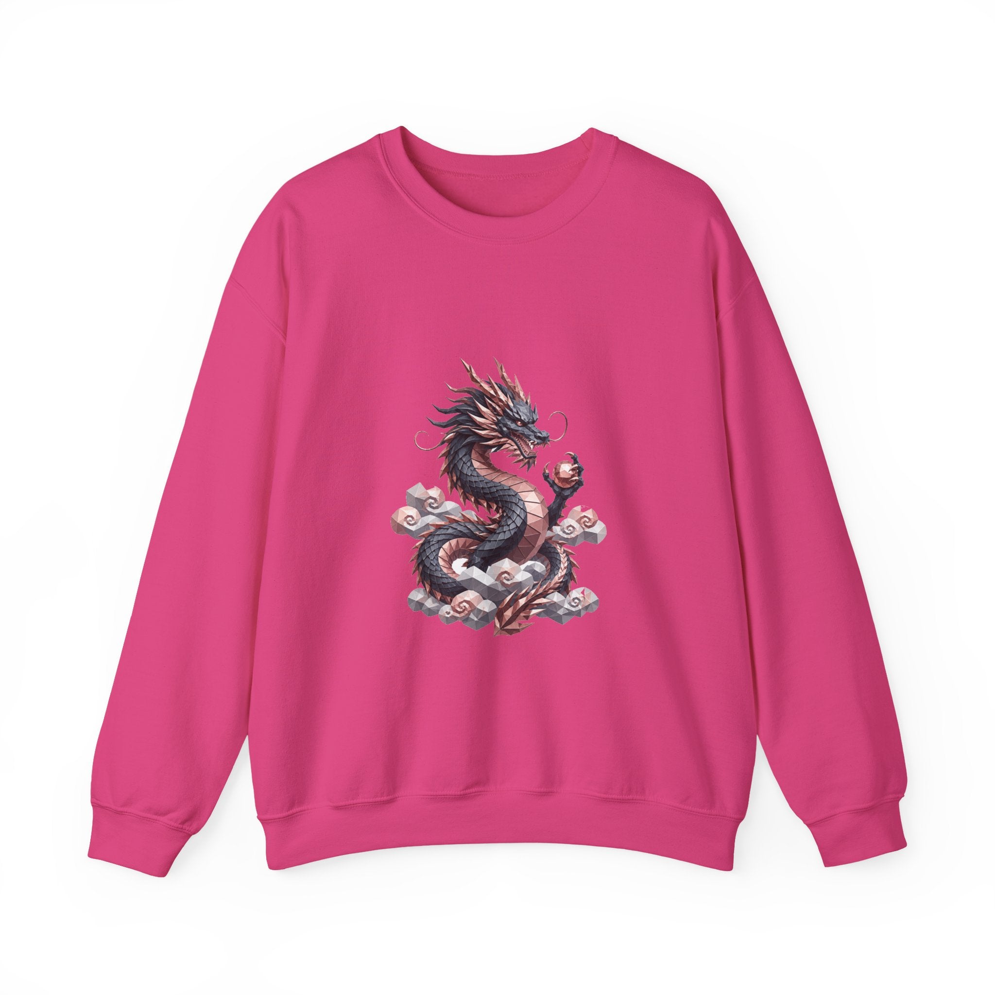 Matching Couple Sweatshirt - Dragon & Phoenix Matching Couple Crewneck Sweatshirt Geometric Art His Hers Couple Gift - Design A