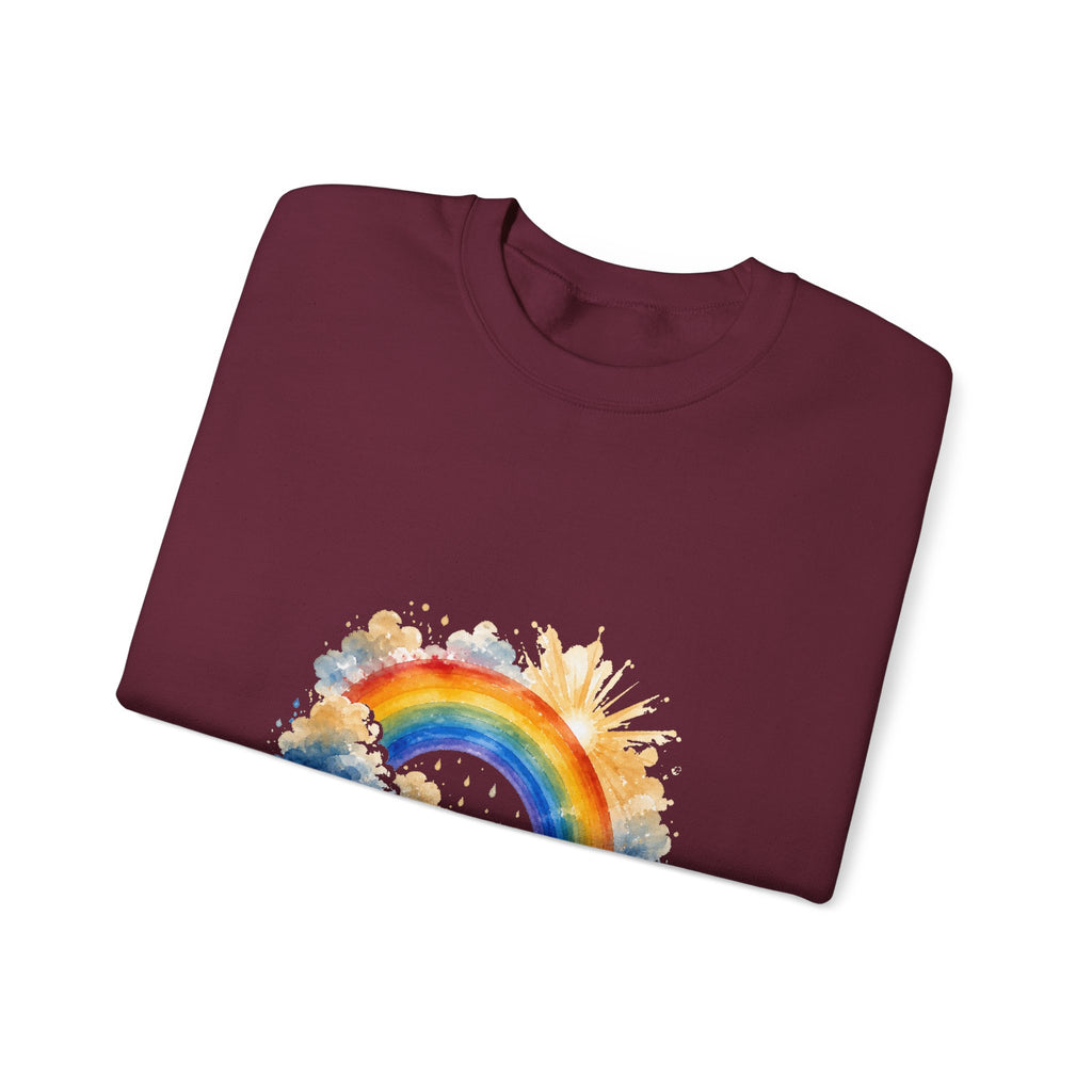 Matching Couple Sweatshirt - Storm & Rainbow Matching Couple Comfort Colors Crew Watercolor Art His Hers Birthday Gift - Design B