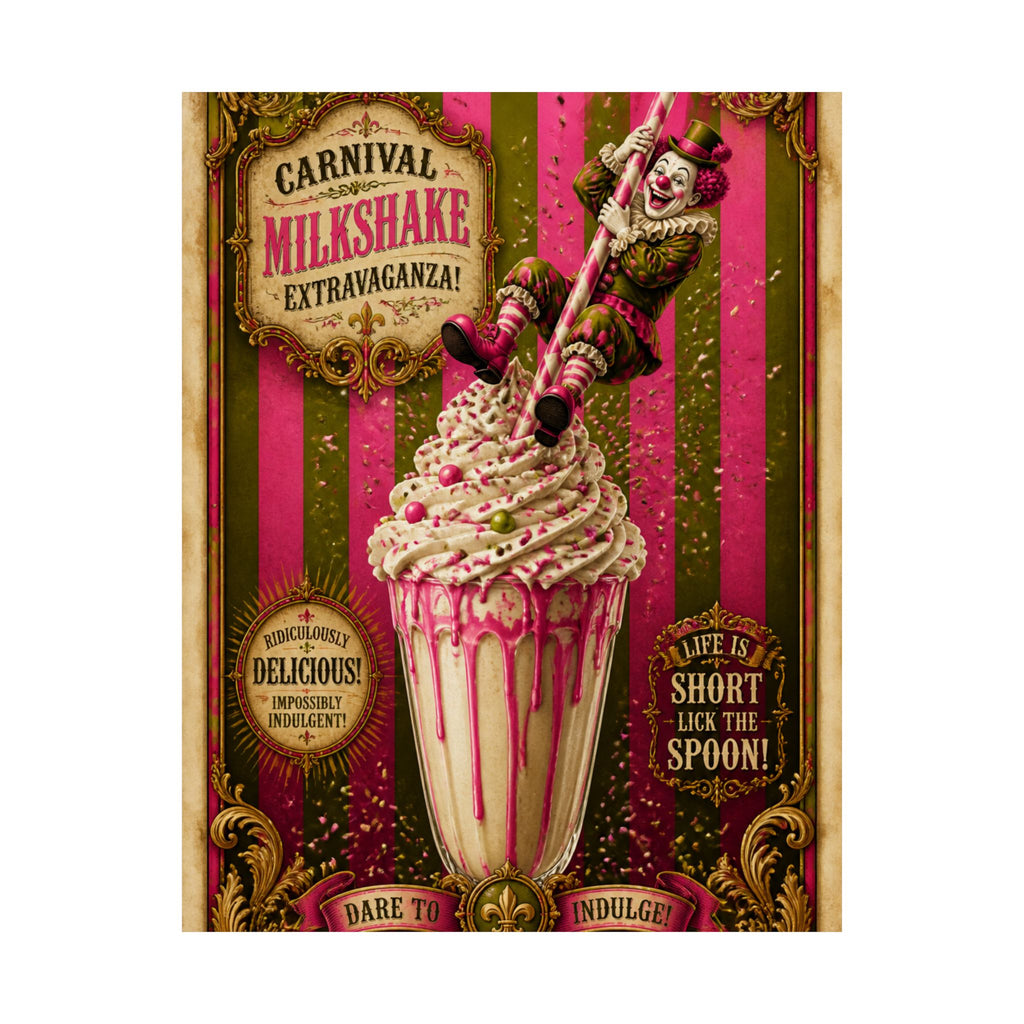 Milkshake Slide Clown Wall Art Poster 18×24 Baroque Home Office Decor Maximalist Print