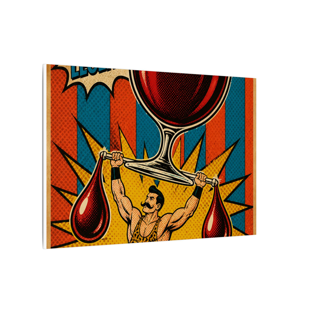 Wine Glass Strongman Wall Art Canvas 16×20 Pop Art Living Room Decor Maximalist Print