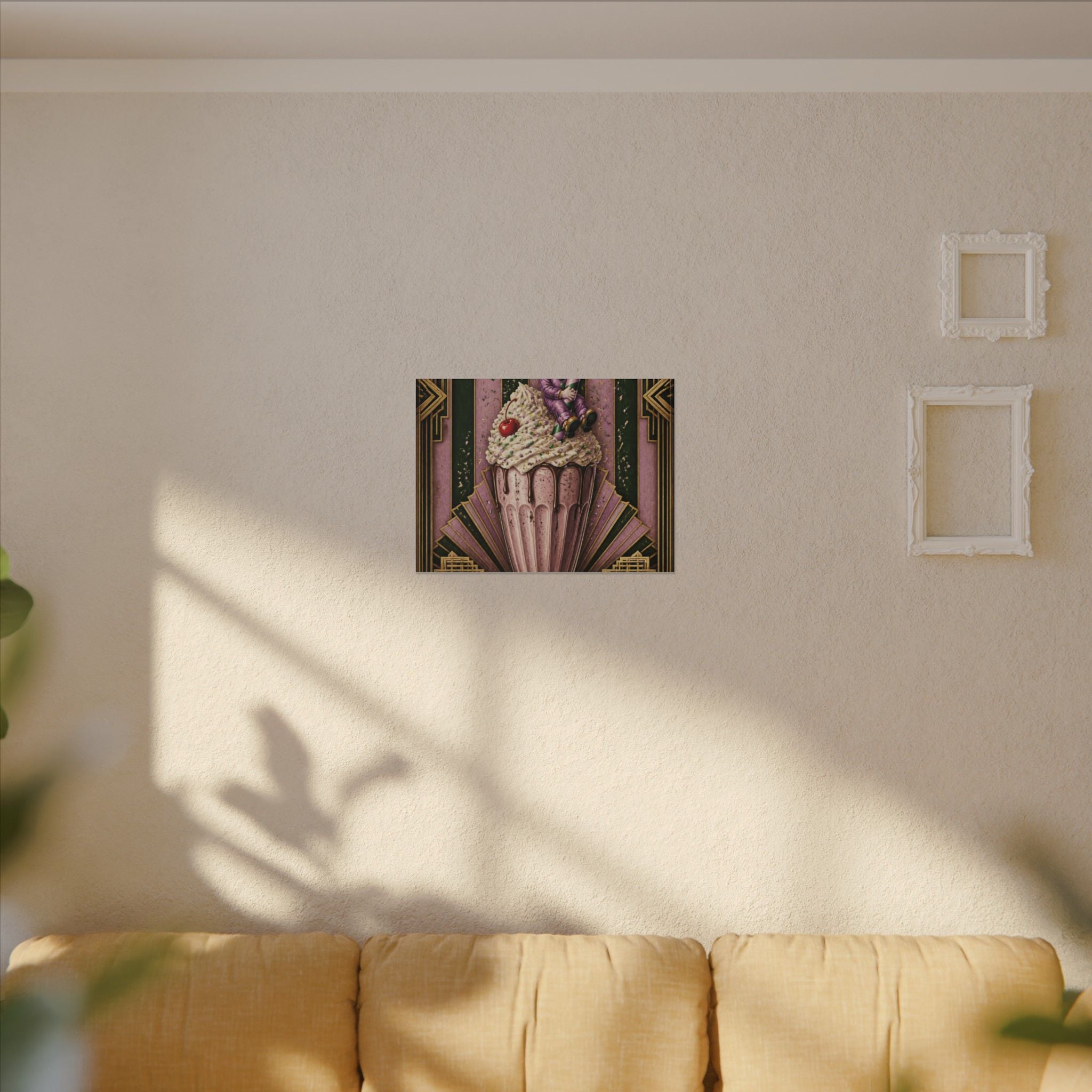 Milkshake Slide Clown Wall Art Canvas 16×20 Art Deco Entryway Decor Maximalist Print