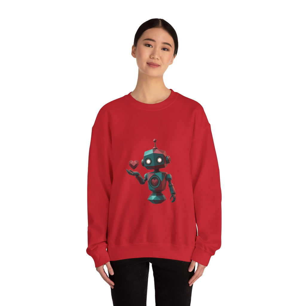 Matching Couple Sweatshirt - Robot & Heart Matching Couple Comfort Colors Crew Geometric Art His Hers Love Gift - Design A