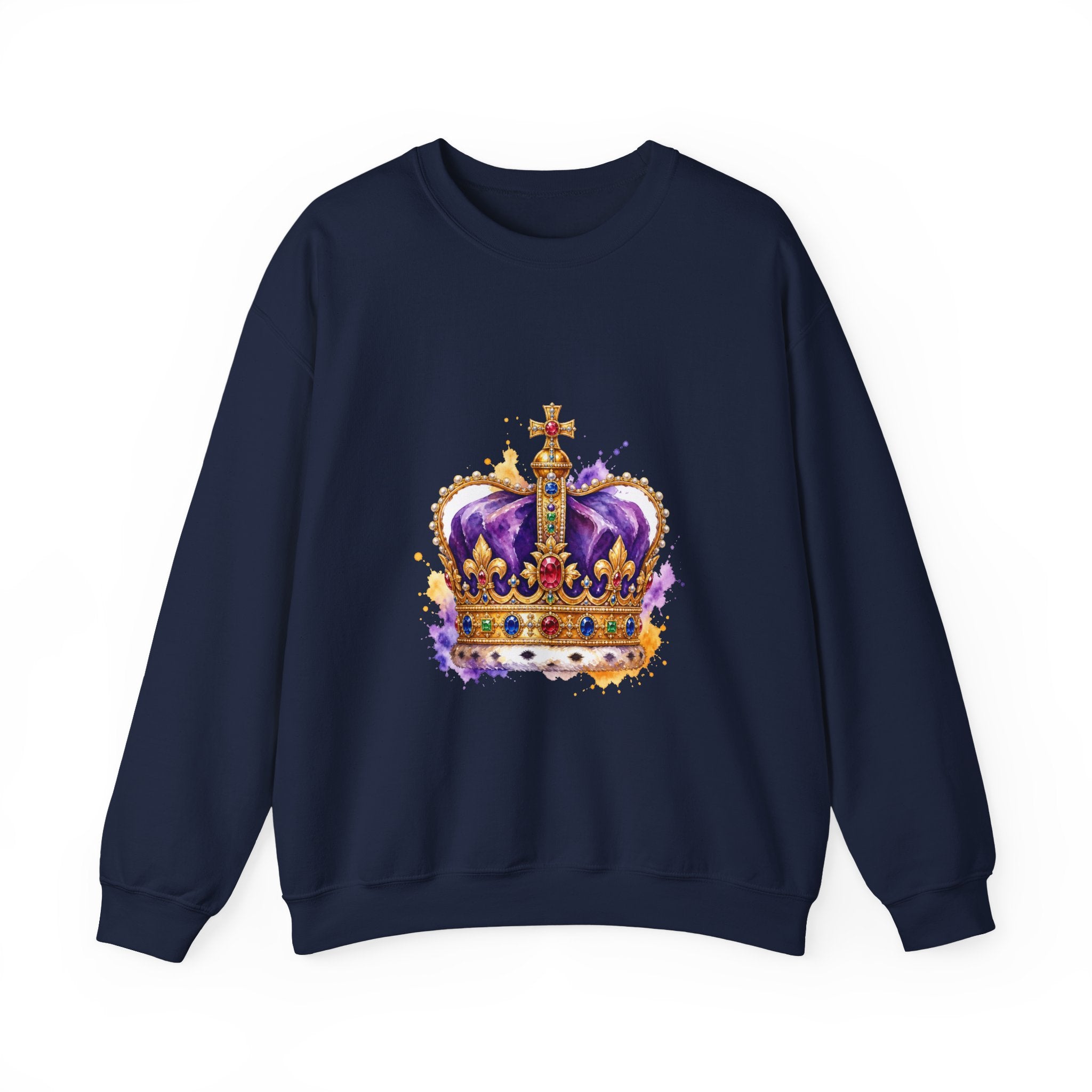 Matching Couple Sweatshirt - Crown & Shield Matching Couple Premium Fleece Sweatshirt Watercolor Art His Hers Birthday Gift - Design A