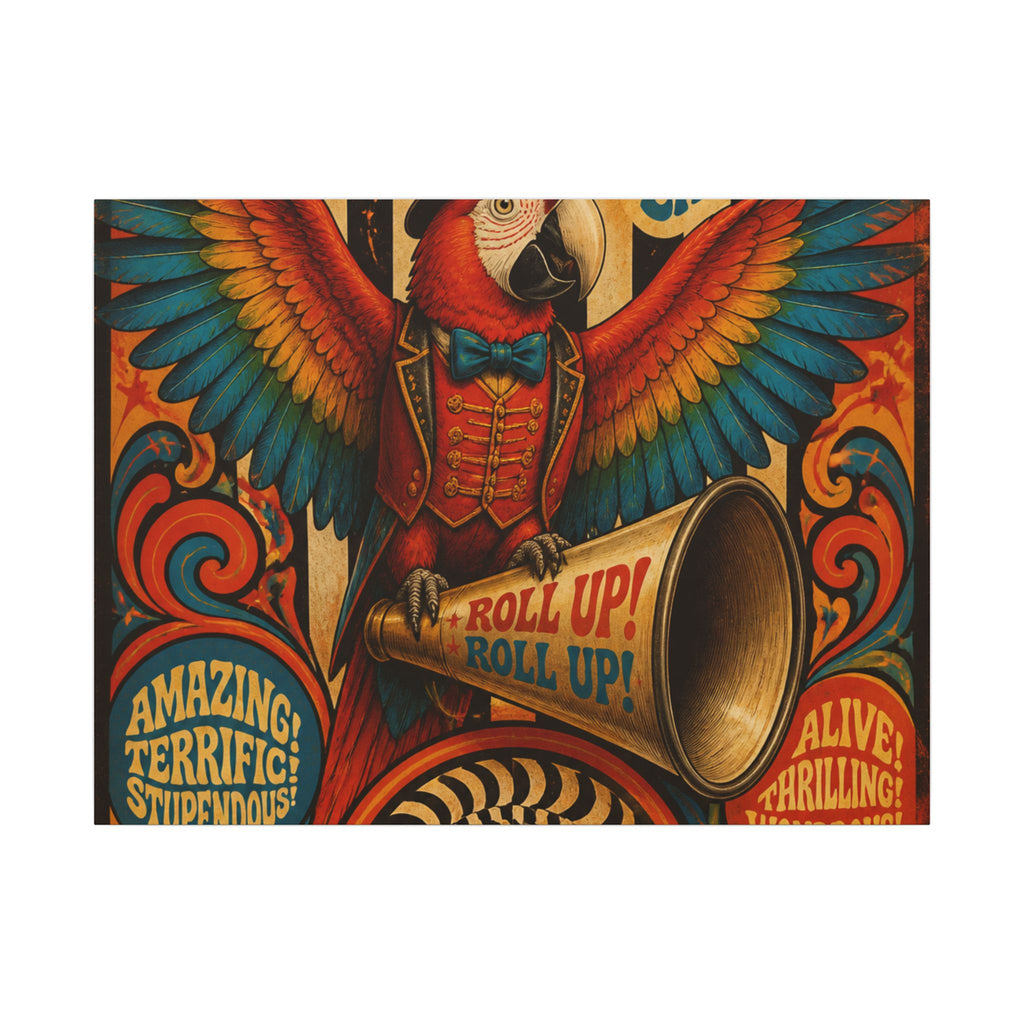 Parrot Ringmaster Wall Art Canvas 24×36 Psychedelic Dining Room Decor Maximalist Print