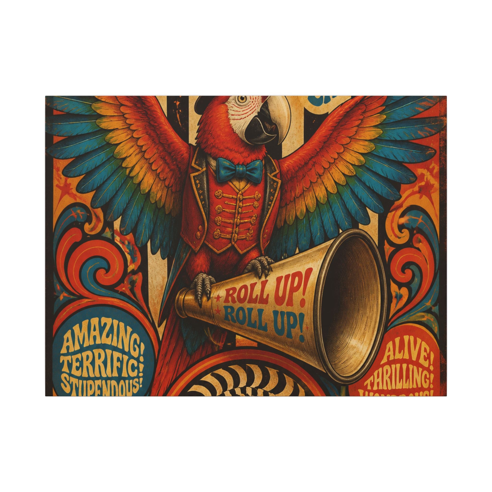 Parrot Ringmaster Wall Art Canvas 24×36 Psychedelic Dining Room Decor Maximalist Print