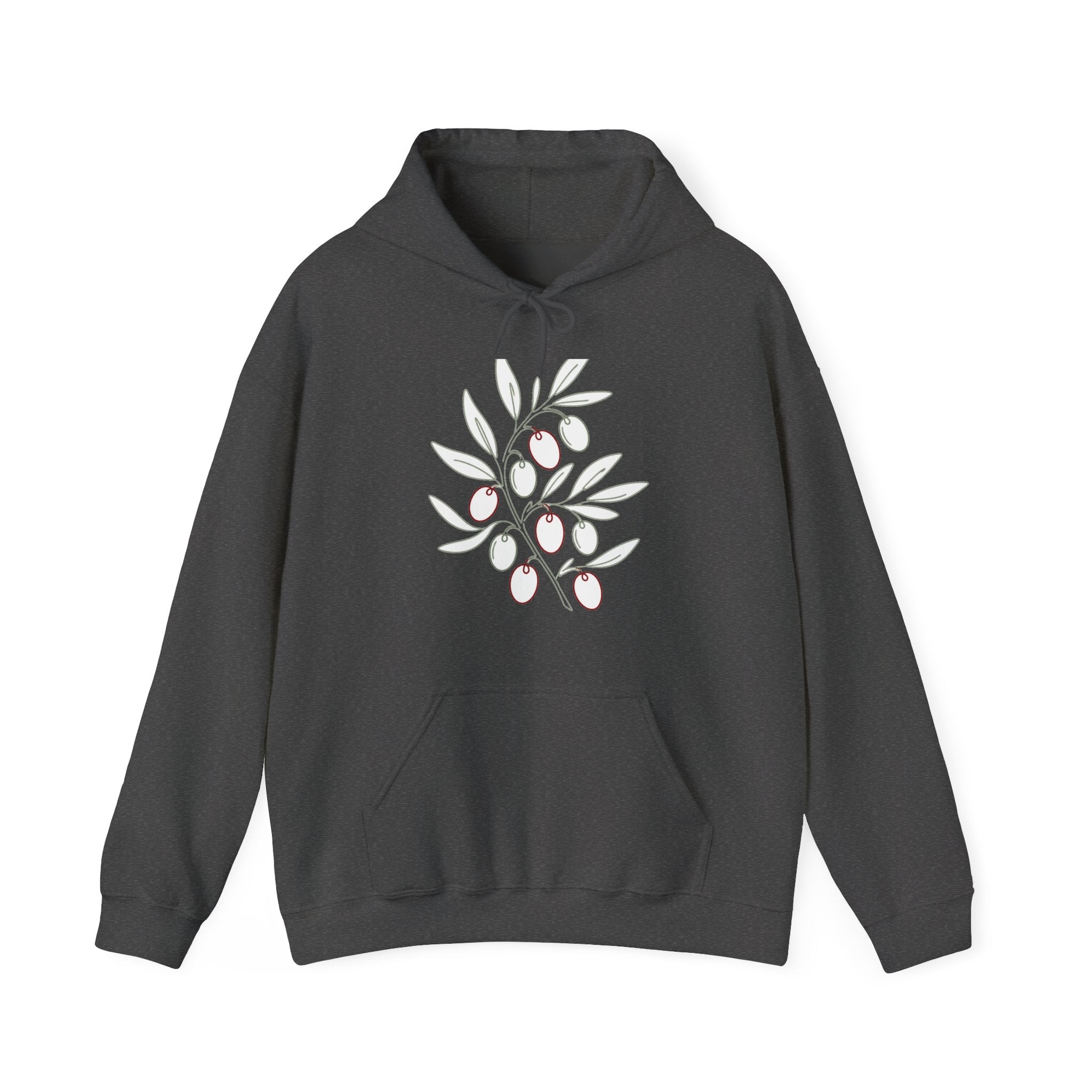 Matching Couple Sweatshirt - Olive Branch & Fig Matching Couple Hooded Sweatshirt Minimalist Art His Hers Valentine Gift - Design A
