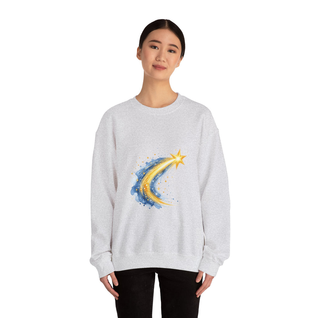 Matching Couple Sweatshirt - Shooting Star & North Star Matching Couple Comfort Colors Crew Watercolor Art His Hers Birthday Gift - Design A