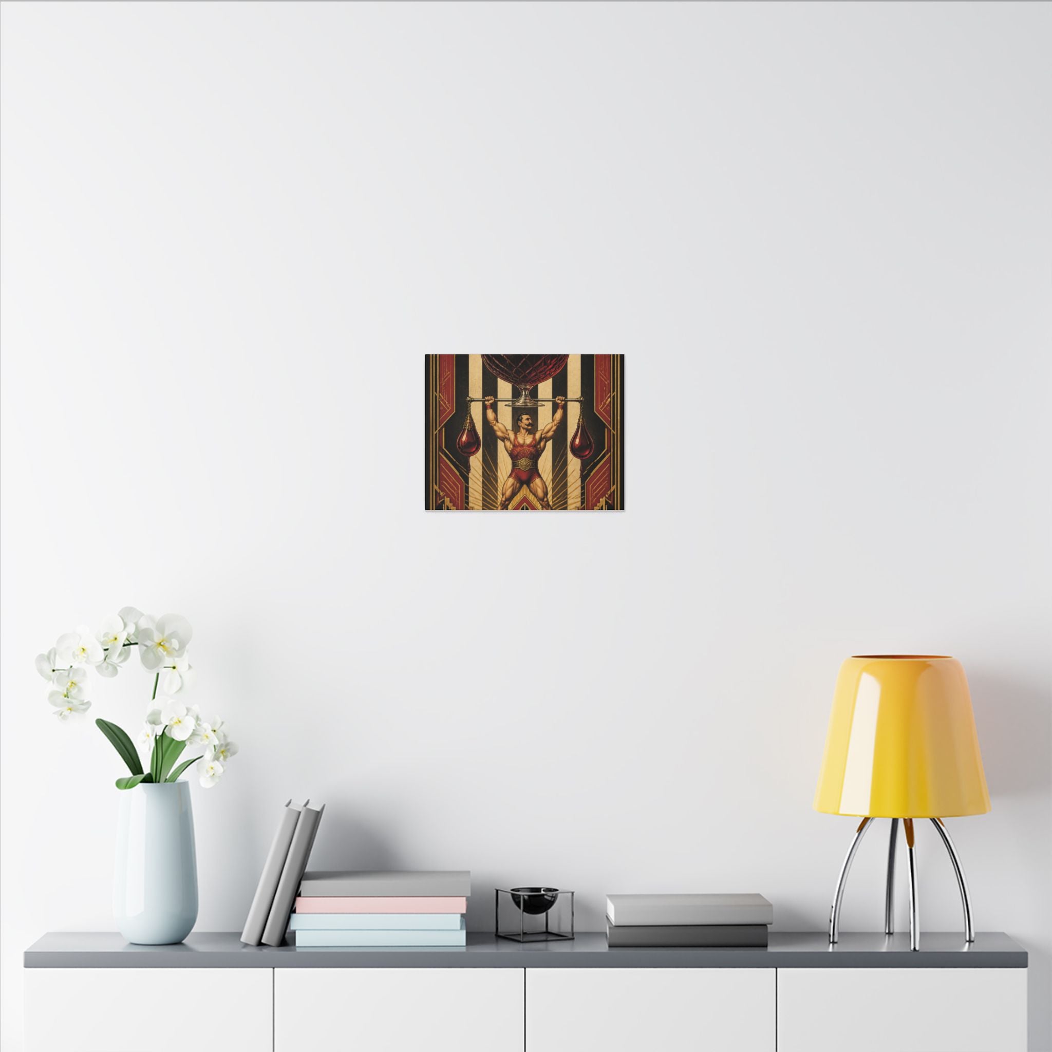 Wine Glass Strongman Wall Art Canvas 16×20 Art Deco Entryway Decor Maximalist Print