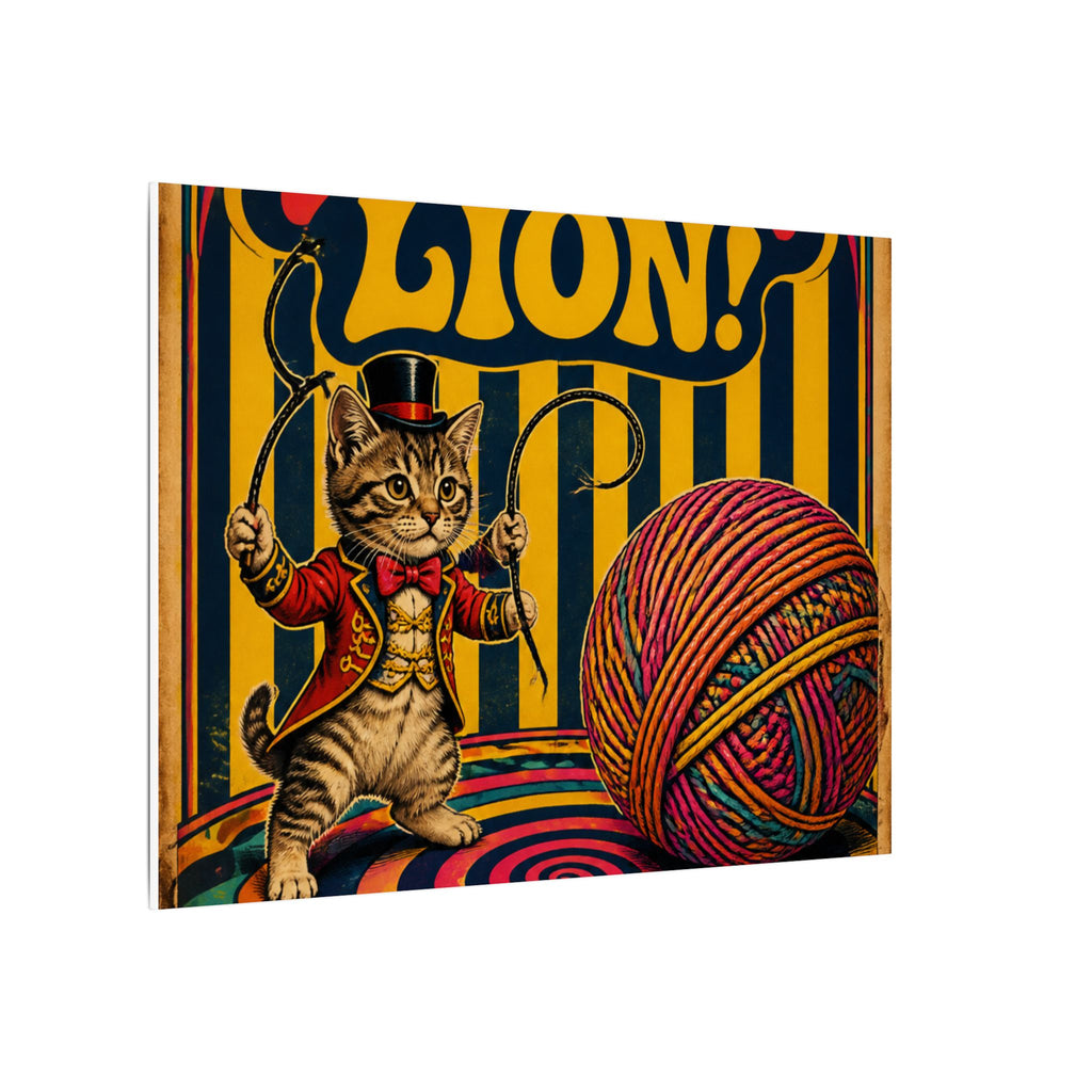 Cat Lion Tamer Wall Art Canvas 24×36 Psychedelic Dining Room Decor Maximalist Print