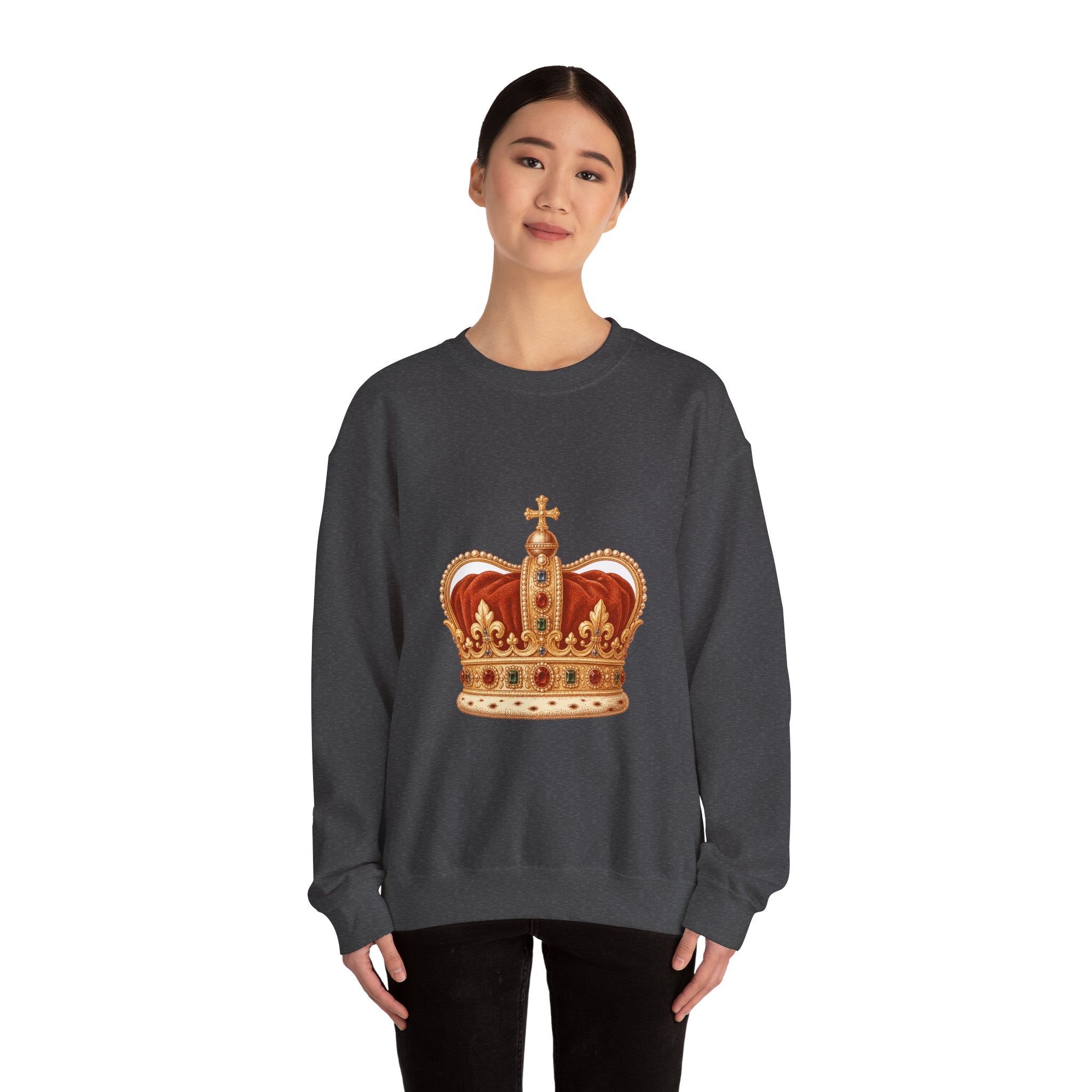 Matching Couple Sweatshirt - Crown & Shield Matching Couple Premium Fleece Sweatshirt Vintage Art His Hers Honeymoon Gift - Design A