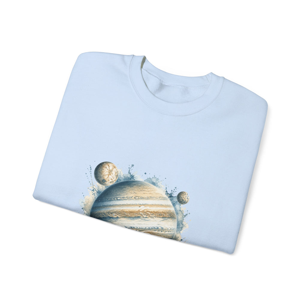 Matching Couple Sweatshirt - Saturn & Jupiter Matching Couple Crewneck Sweatshirt Watercolor Art His Hers Engagement Gift - Design B