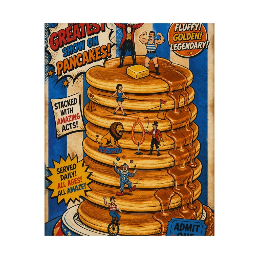 Pancake Stack Platform Wall Art Poster 24×36 Pop Art Restaurant Decor Maximalist Print