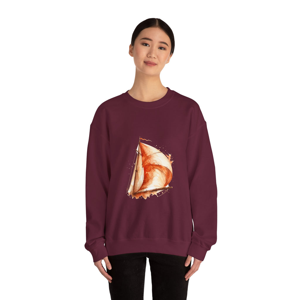 Matching Couple Sweatshirt - Anchor & Sail Matching Couple Crewneck Sweatshirt Watercolor Art His Hers Engagement Gift - Design B