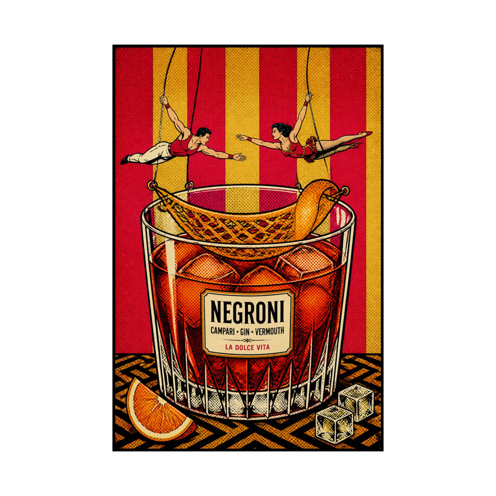 Negroni Trapeze Act Wall Art Poster 18×24 Pop Art Living Room Decor Maximalist Print