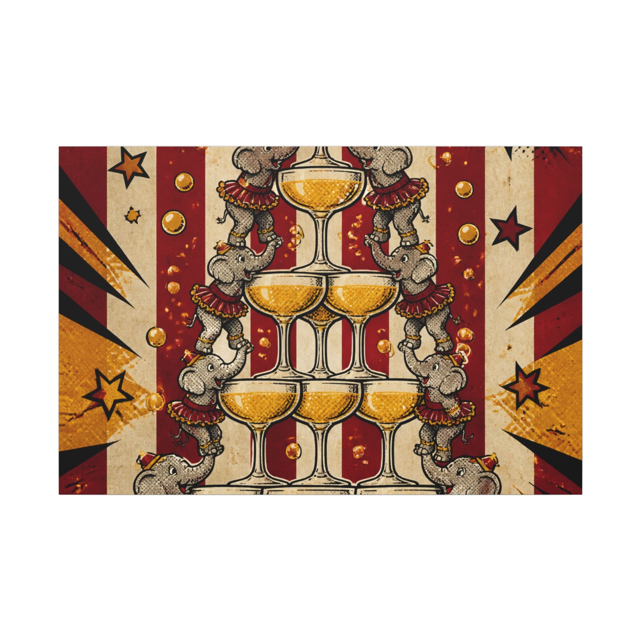 Champagne Tower Elephants Wall Art Canvas 24×36 Pop Art Restaurant Decor Maximalist Print