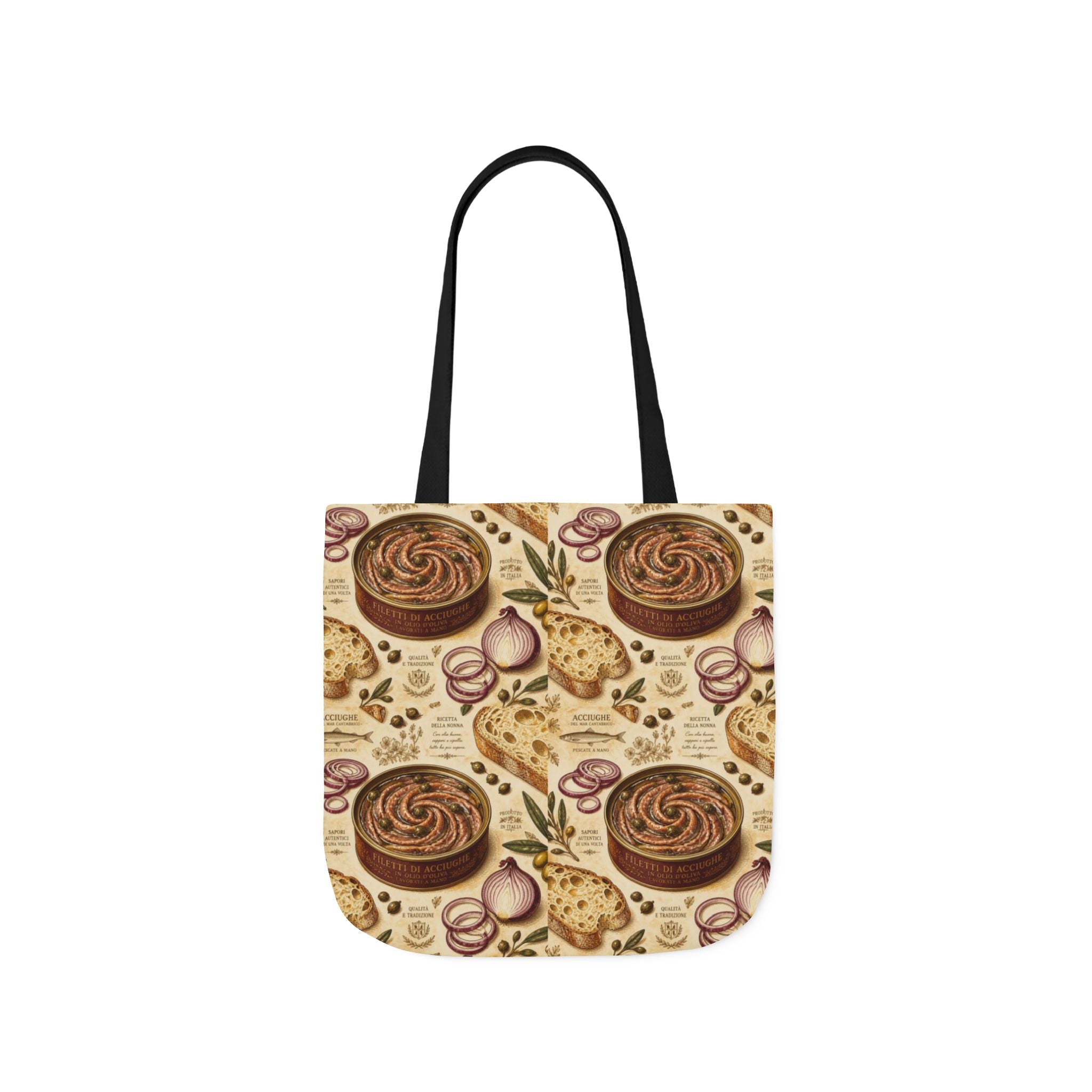 Anchovies & Capers Canvas Tote Bag Mediterranean Kitchen Botanical Design Italian Cottagecore Gift