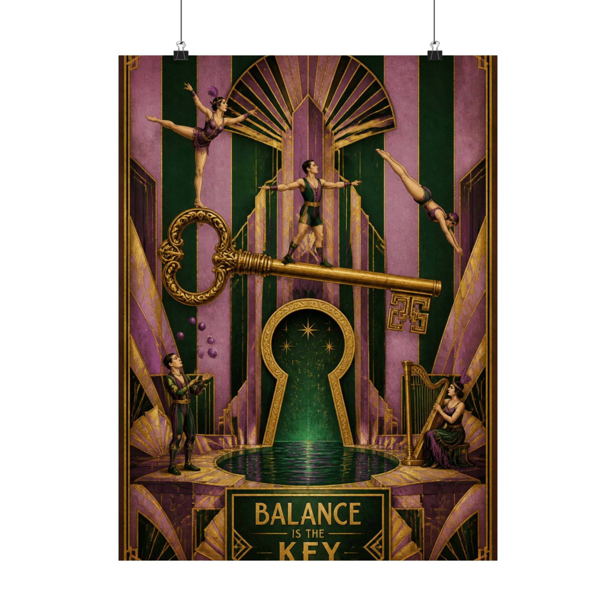Giant Key Performance Wall Art Poster 18×24 Art Deco Entryway Decor Maximalist Print