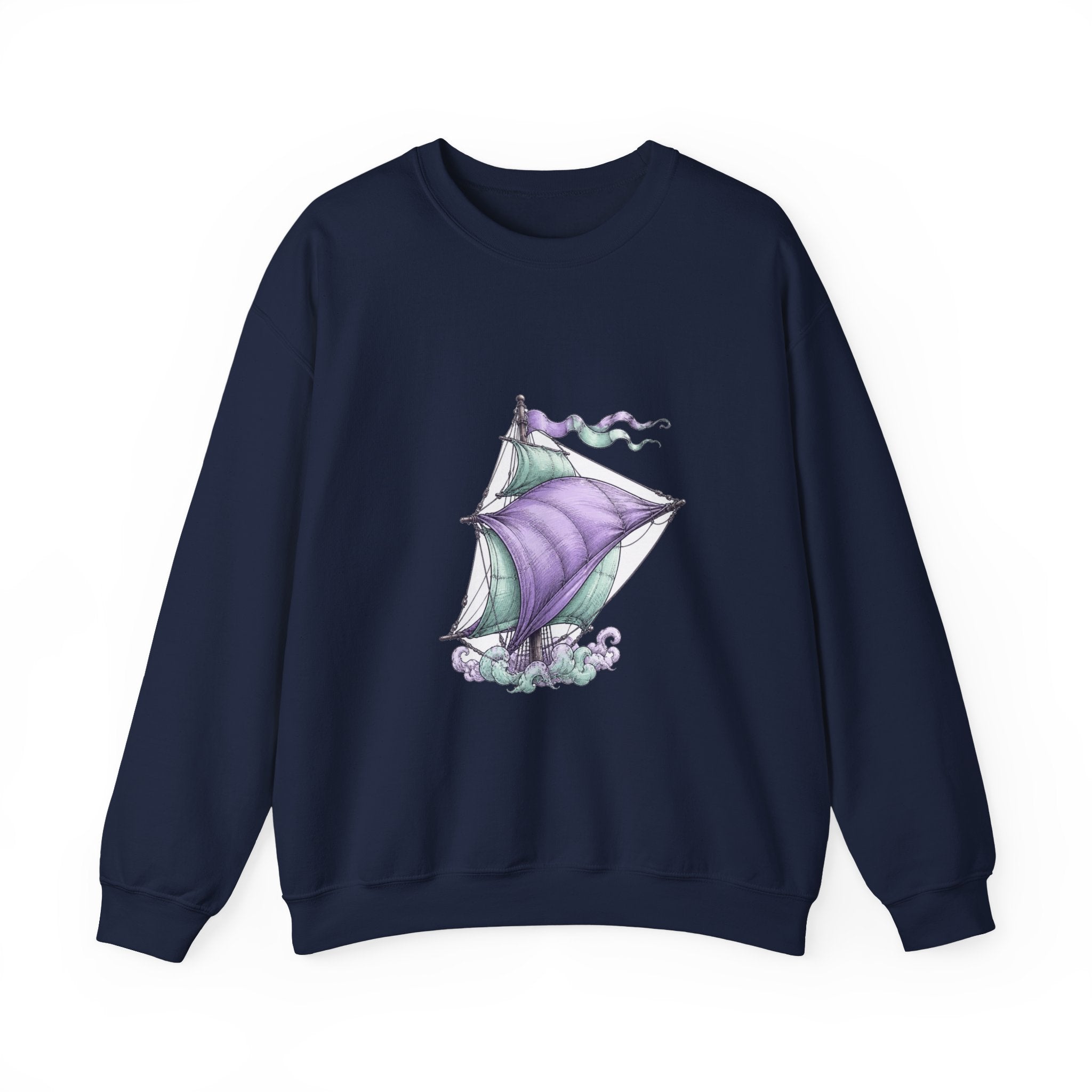 Matching Couple Sweatshirt - Anchor & Sail Matching Couple Premium Fleece Sweatshirt Hand-Drawn Art His Hers Anniversary Gift - Design B