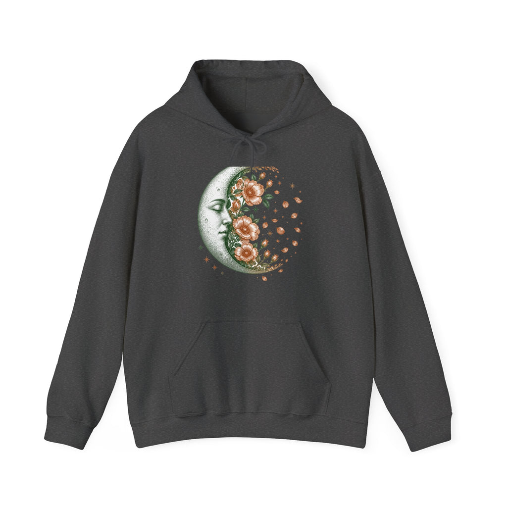 Matching Couple Sweatshirt - Waxing & Waning Moon Matching Couple Hooded Sweatshirt Vintage Art His Hers Wedding Gift - Design B