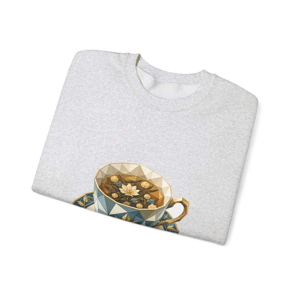 Matching Couple Sweatshirt - Coffee & Tea Matching Couple Premium Fleece Sweatshirt Geometric Art His Hers Love Gift - Design B
