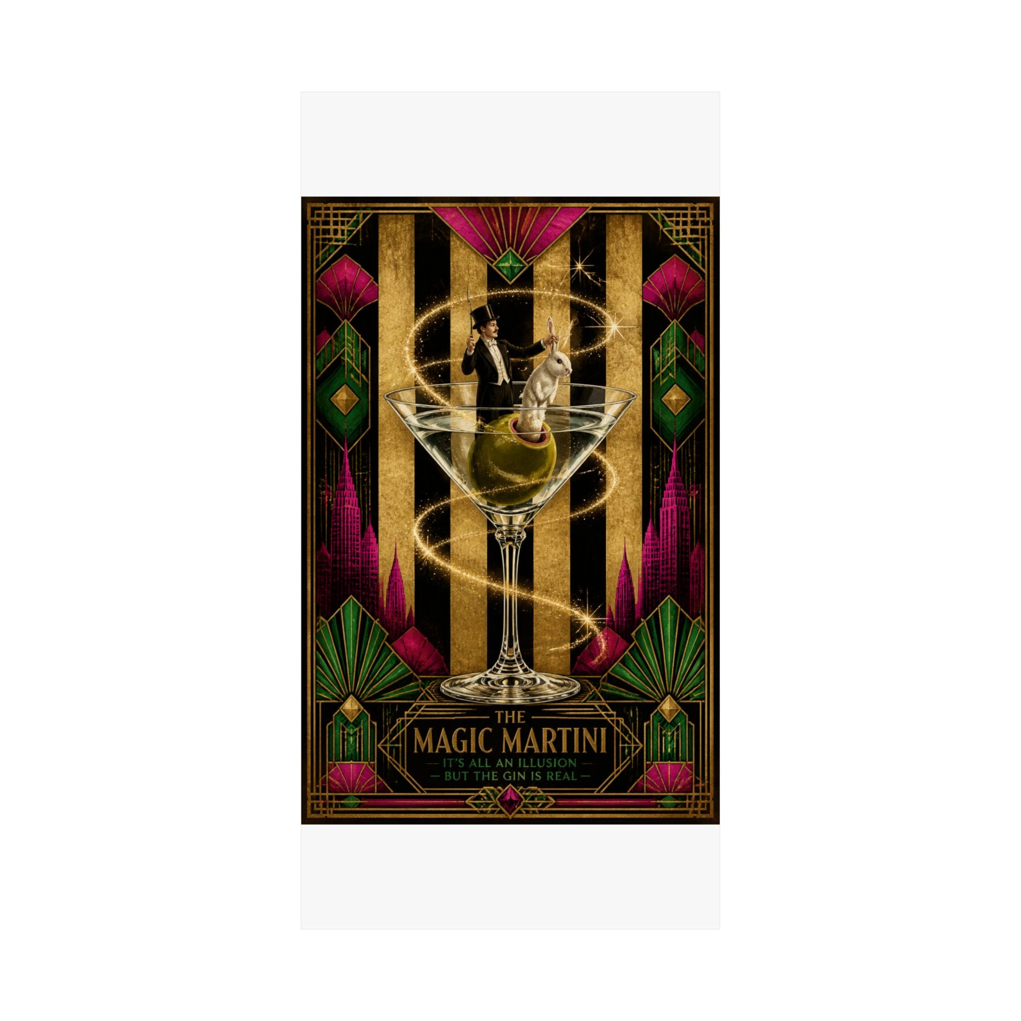 Martini Magician Wall Art Poster 18×24 Art Deco Entryway Decor Maximalist Print